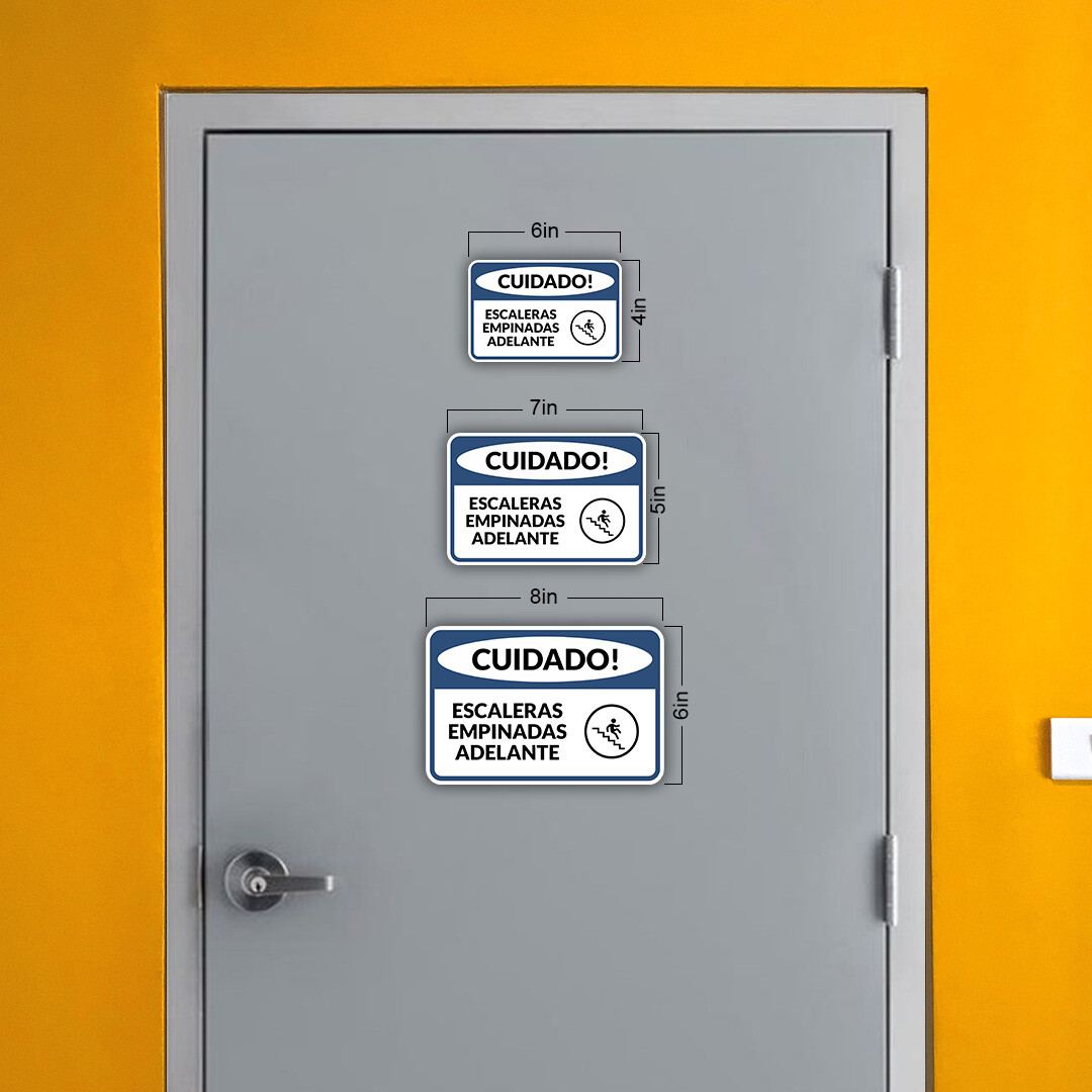 Classic Framed Plus Cuidado Escaleras Empinadas Adelante Door or Wall Sign