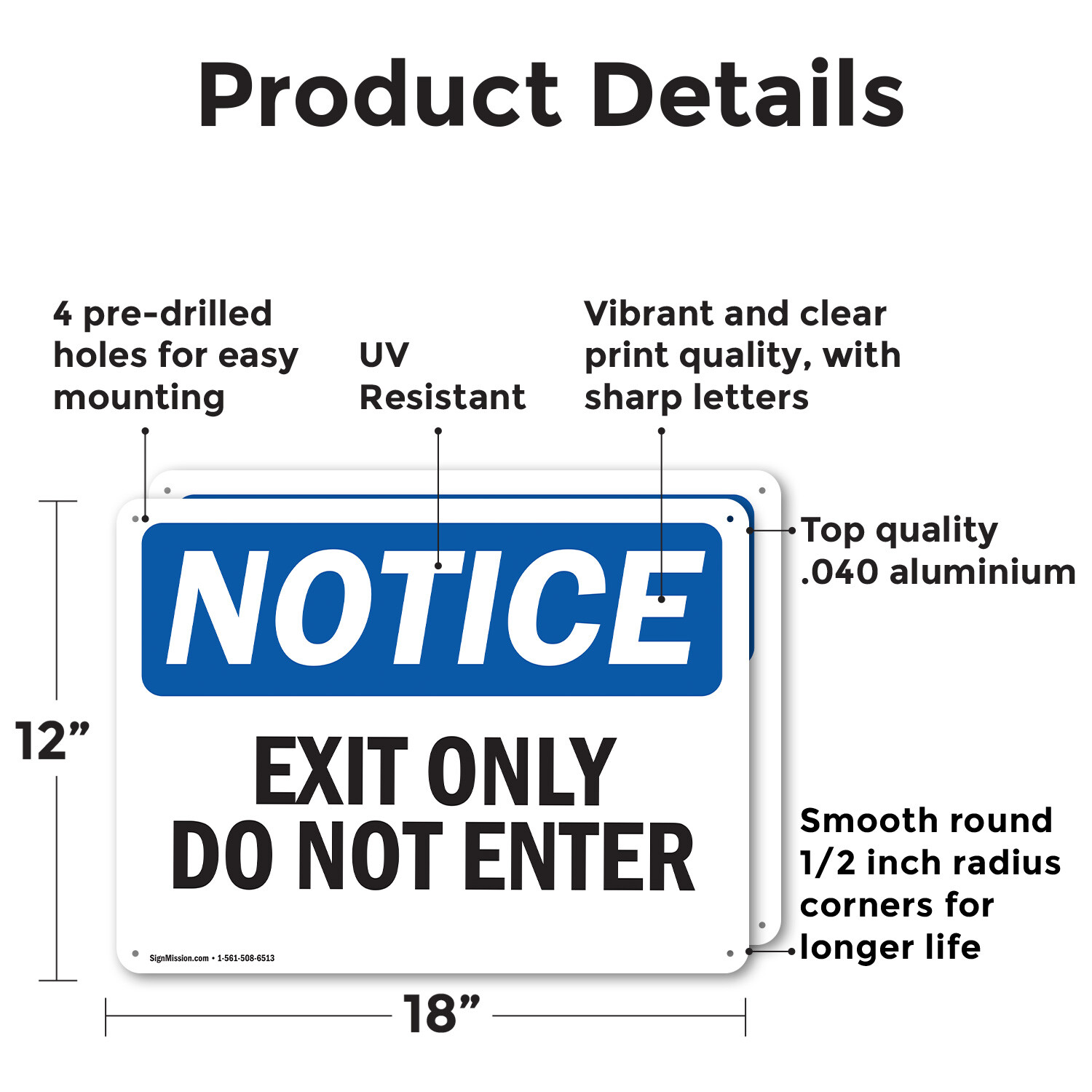 (2 Pack) Exit Only Do Not Enter OSHA Notice Sign Decal Metal Plastic