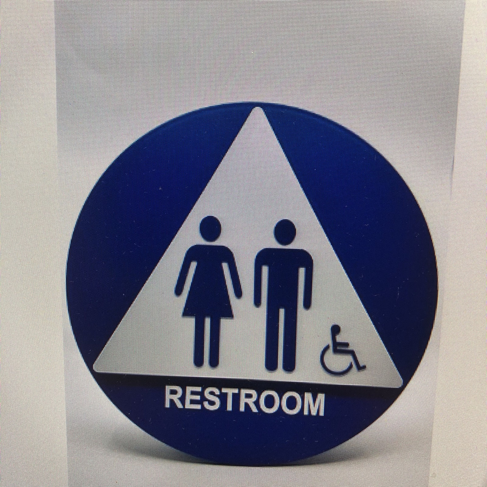 ADA Compliant Unisex Accessible Restroom Sign.Blue/White