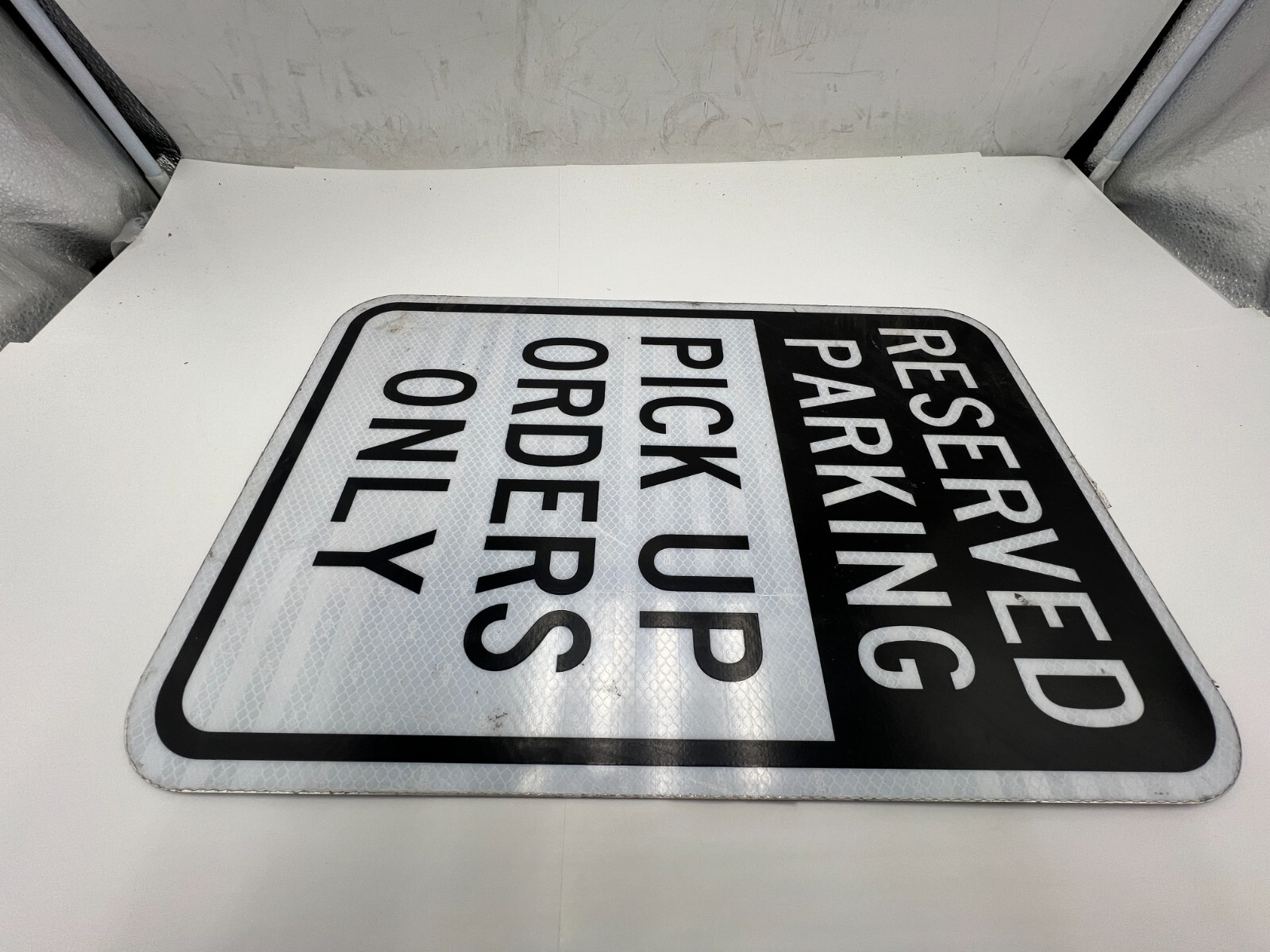 Reserved Parking Pick Up Orders Only Sign 12″ x 18″ x .5″ Metal Black White
