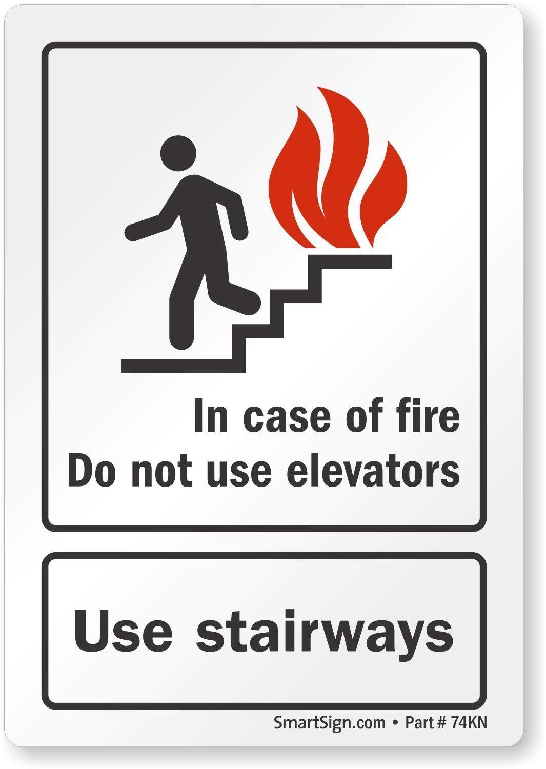 3.5×5 Inch In Case Of Fire Do Not Use Elevators Use Stairways Vinyl Label