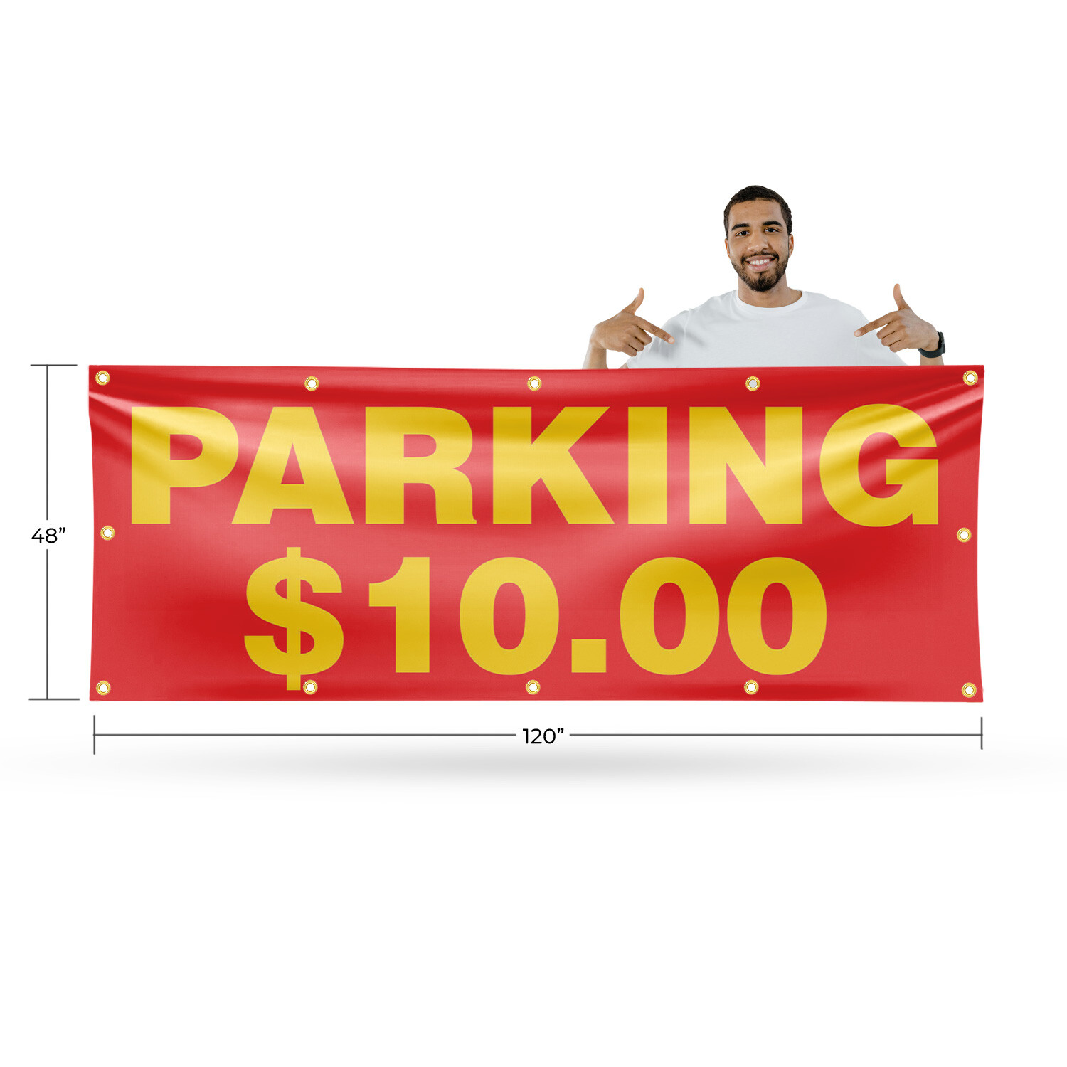 Parking $10 Dollars Vinyl Banner Sign with Metal Grommets Heavy-Duty