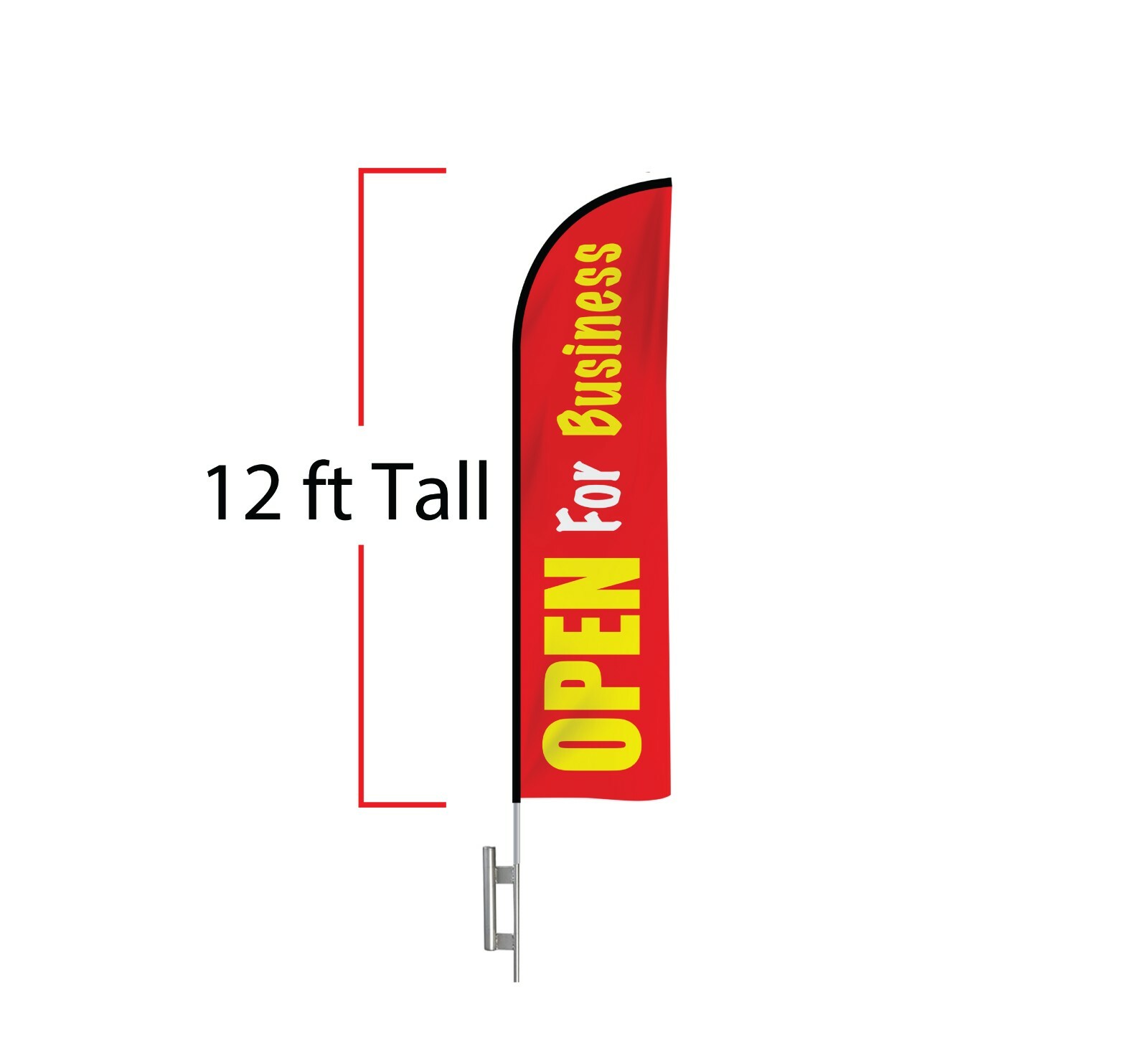12′ Feather Flag Kit Open for Business Restaurant, Car Repair, Food Coop,Grocery