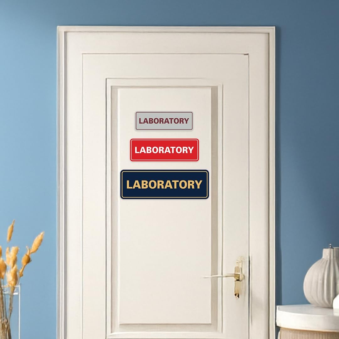 Standard Laboratory Sign Black/Silver – Medium 1 Pack