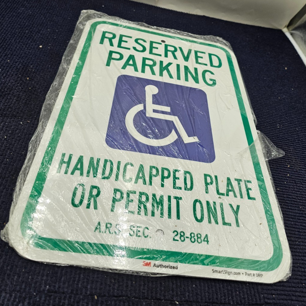 (QTY 8) SmartSign 16IP “Reserved Parking Handicap Plate Or Permit Only 18″ x 12”