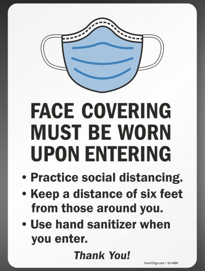 20 Face Covering Signs Face Covering Must Be Worn Upon Entering 10″x14″ Plastic
