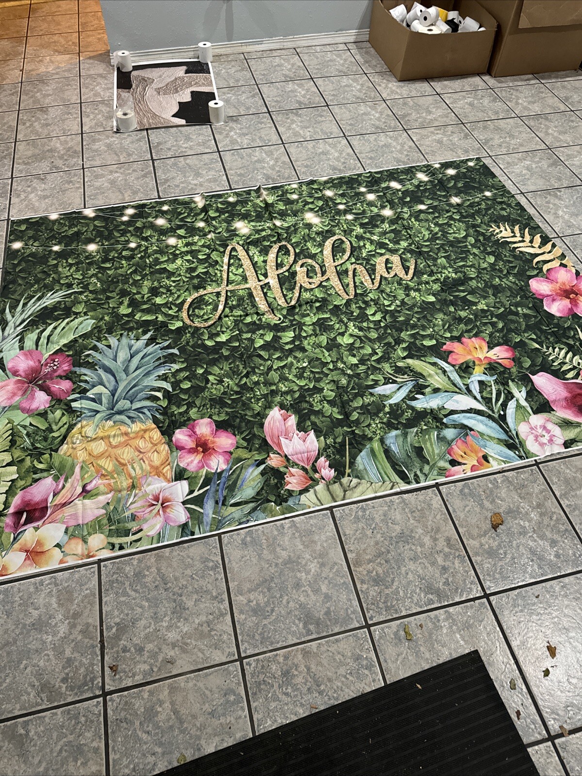 Large Colorful “Aloha” Cloth Wall Hanging 5’x7’
