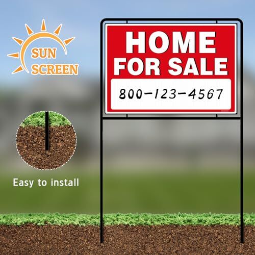 Home For Sign with Stakes Double Sided Signs For By Owner Signs for Real Esta…