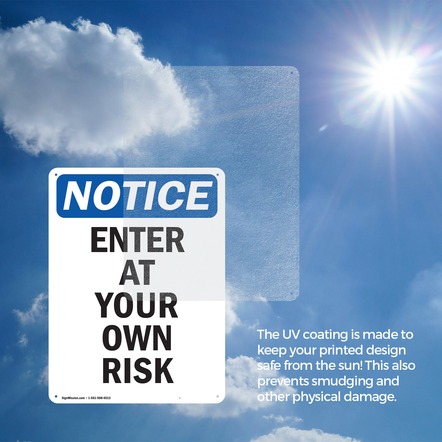 (2 Pack) Enter At Your Own Risk OSHA Notice Sign Decal Metal Plastic