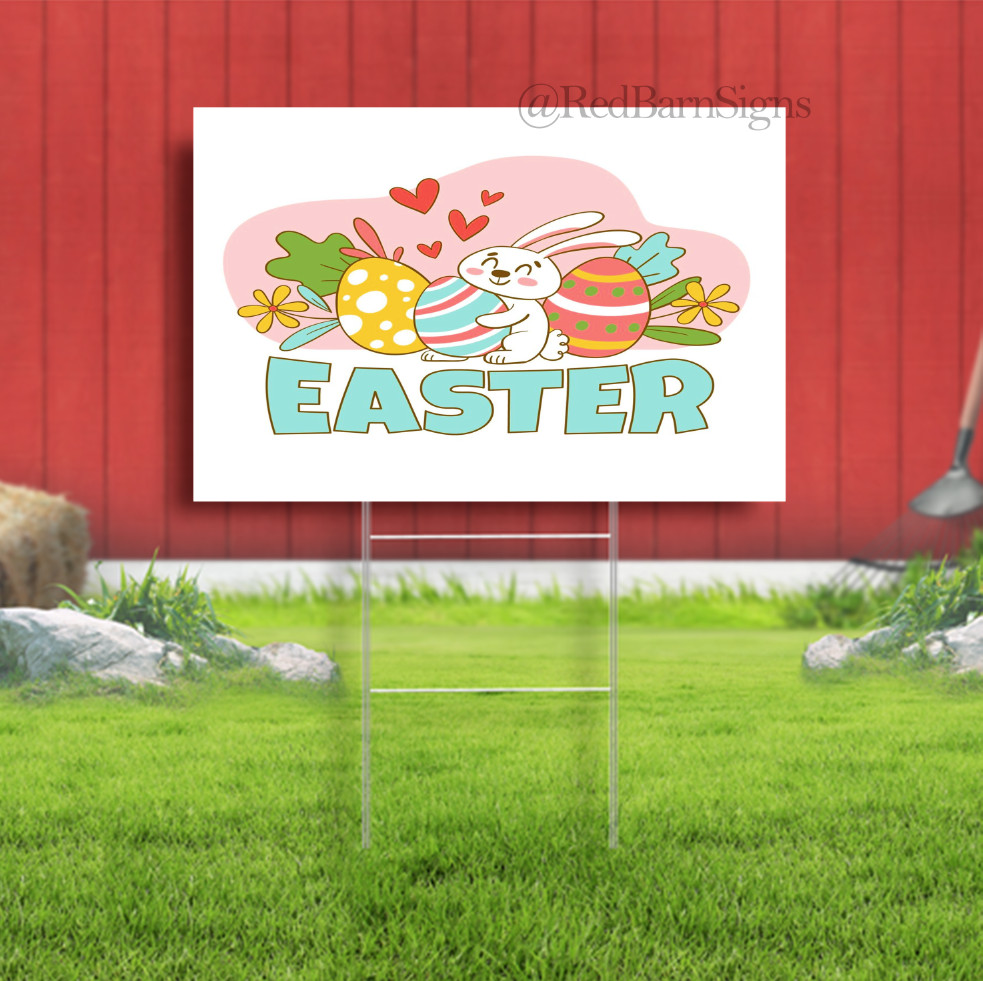 Happy Easter Day Easter Sunday 010 One-Sided Yard Sign with Metal Stakes