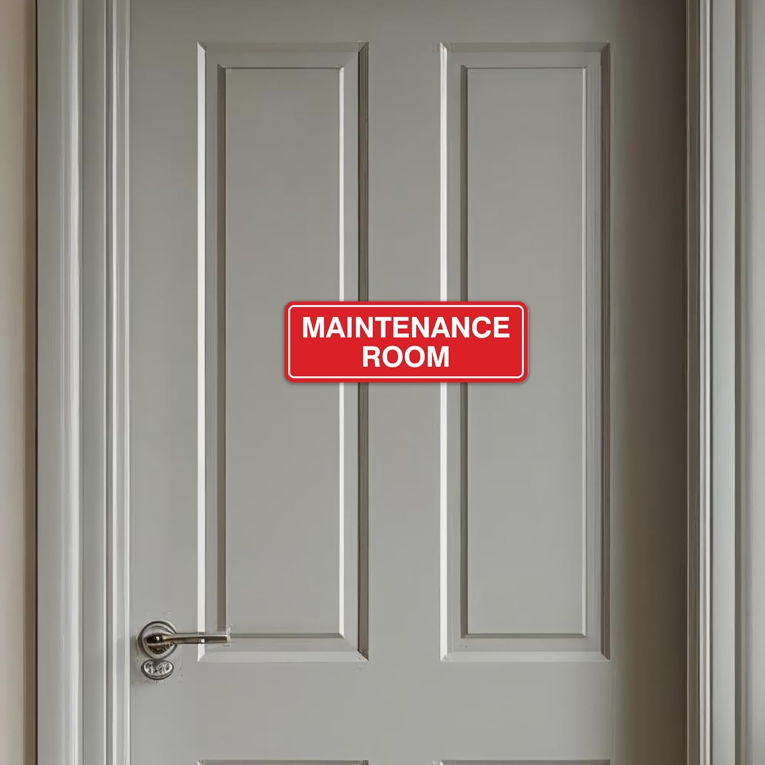 Large Standard Maintenance Room Sign Brushed Silver Wall Door Plaque Decor