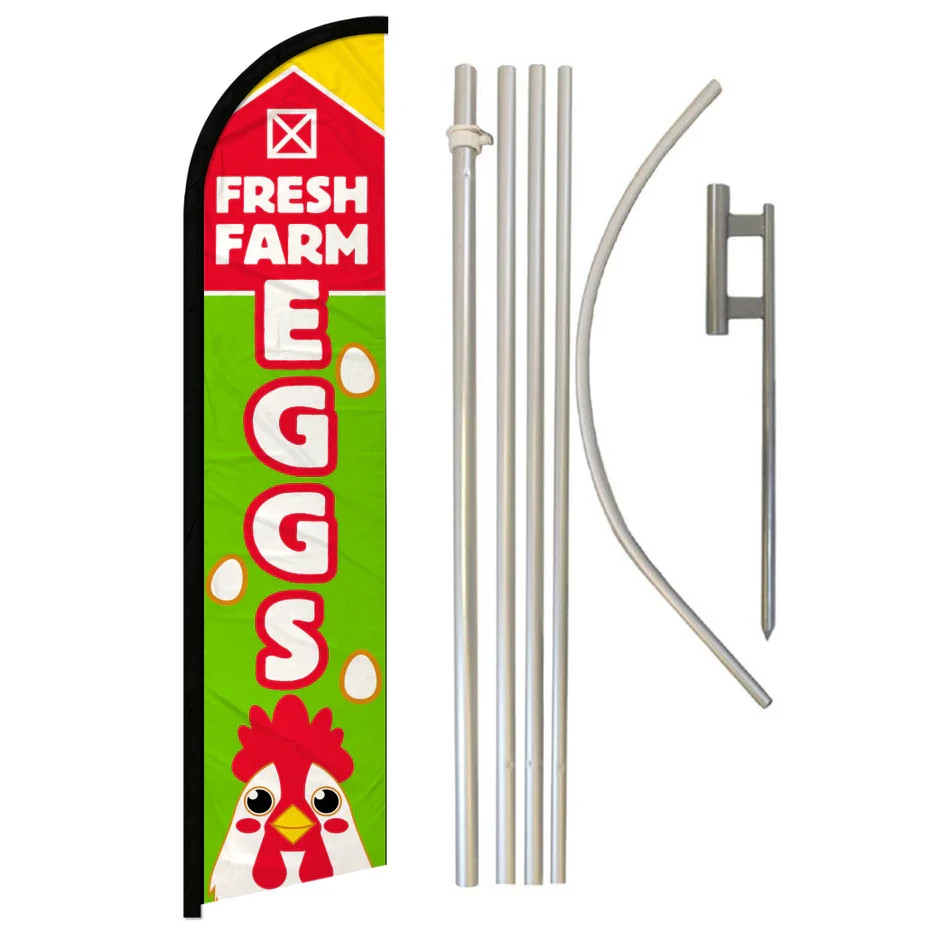 Farm Fresh Eggs Windless Banner Swooper Advertising Flag Kit Farmer Eggs