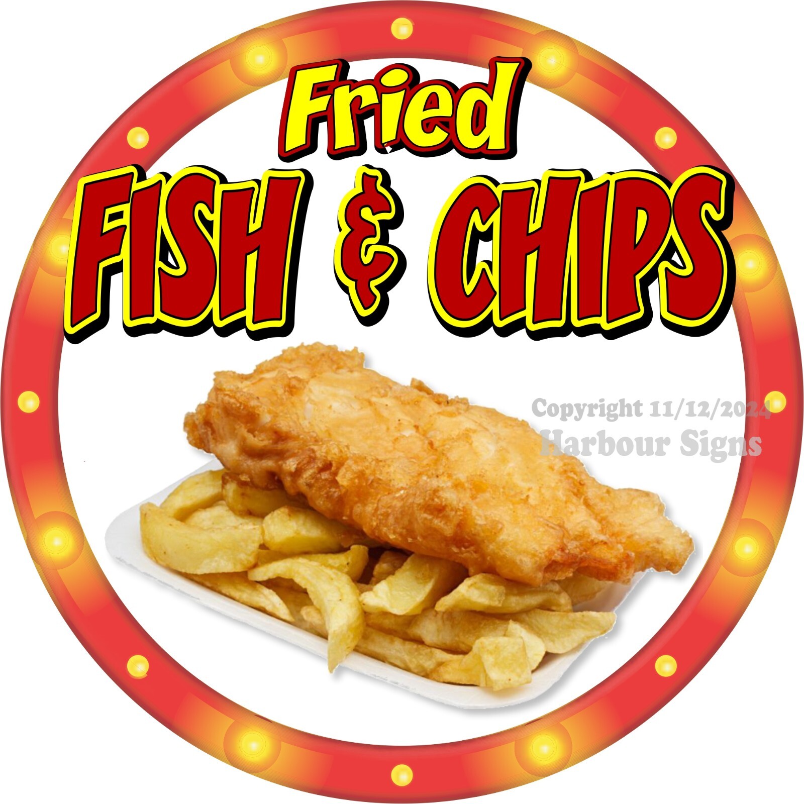 Fish and Chips DECAL (Choose Your Size) Concession Food Truck Sticker c2