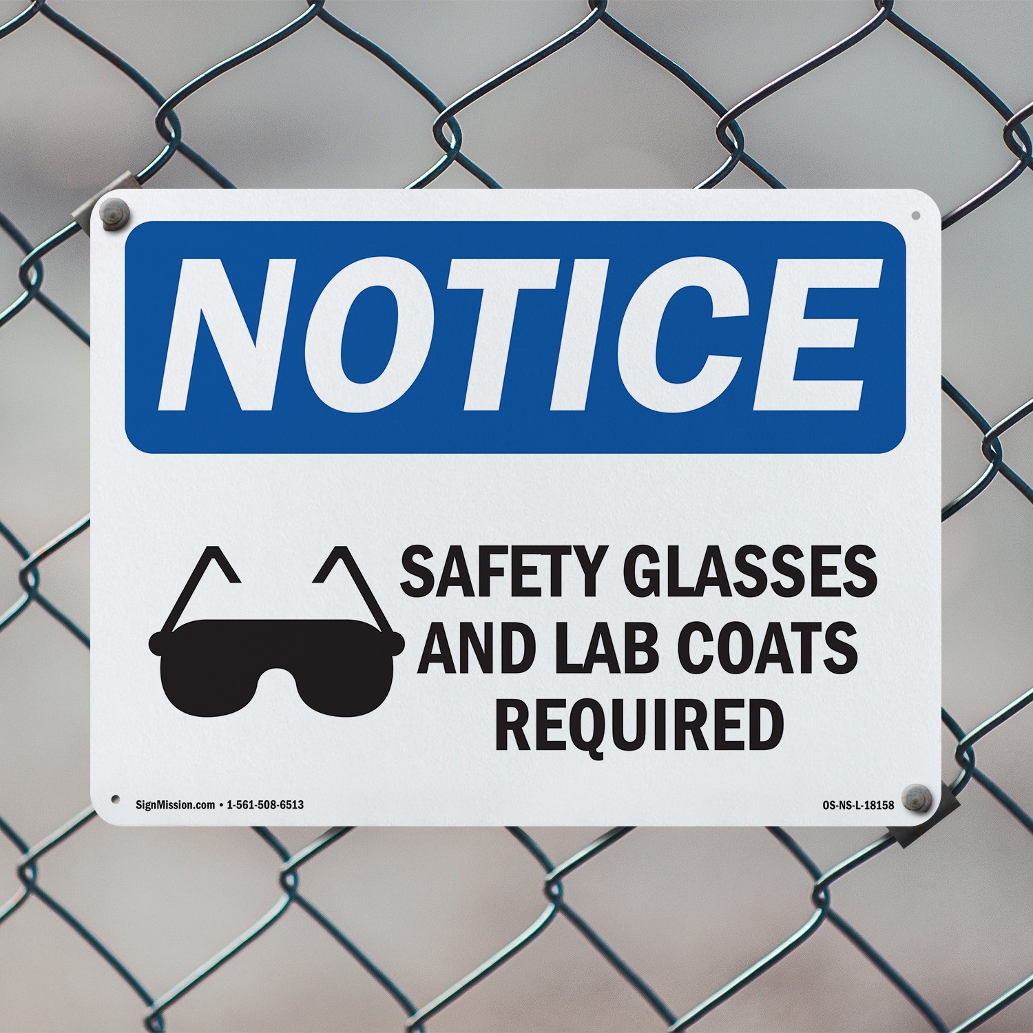 Safety Glasses And Lab Coats Required OSHA Notice Sign Or Decal – 5 or 10 Pack