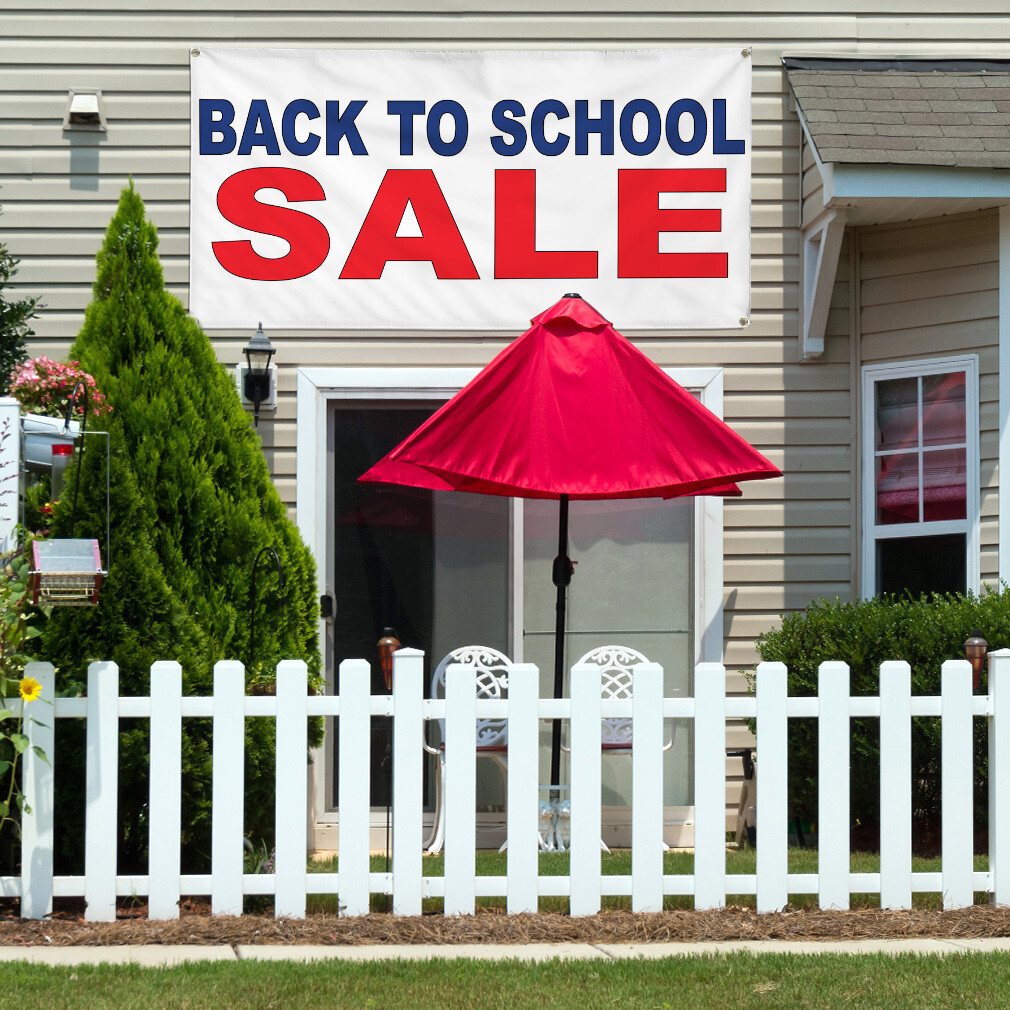 Vinyl Banner Multiple Sizes Back to School Sale Blue Red Lifestyle Outdoor