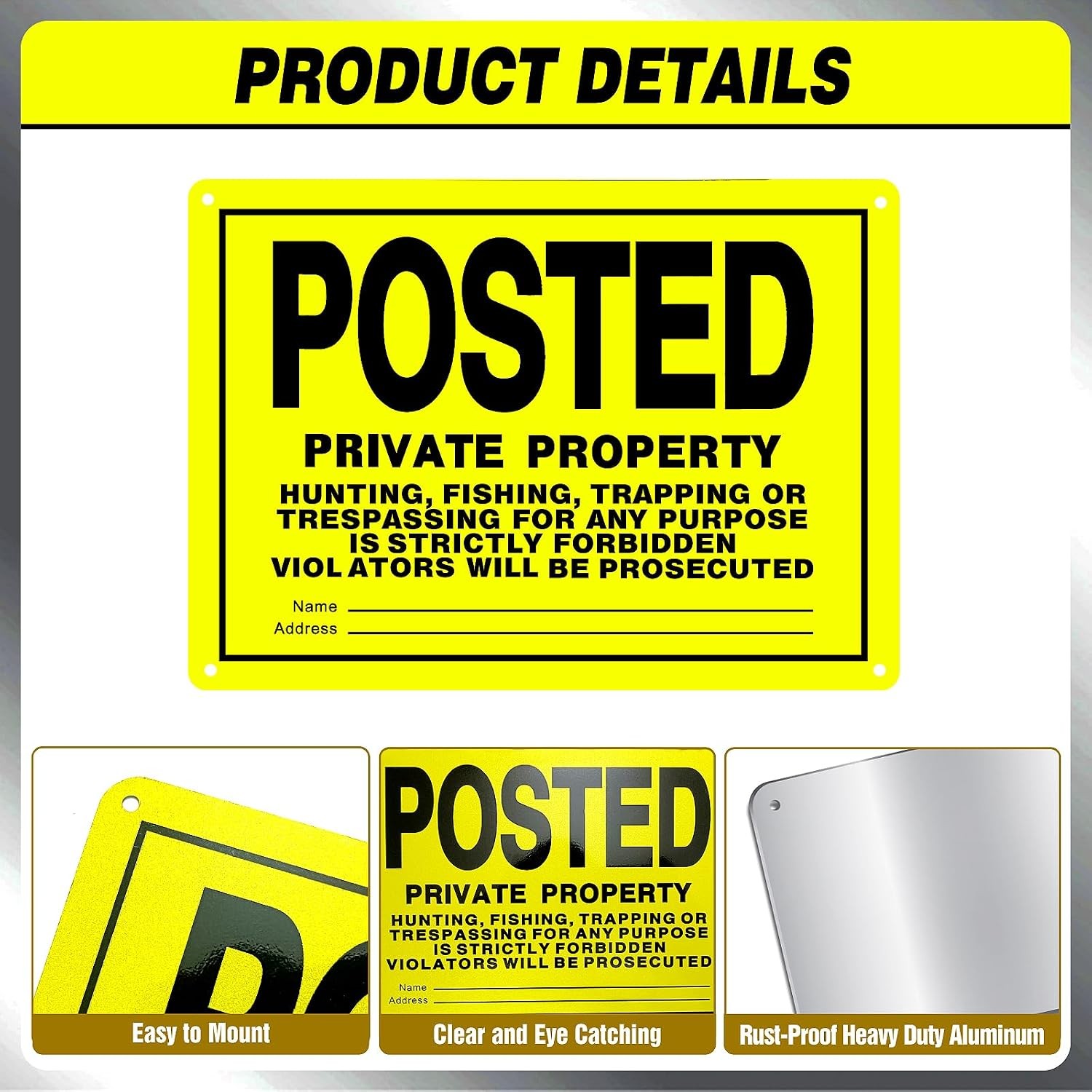 20 Pcs 10″x7″ Posted Signs No Trespassing No Hunting Signs Private Property