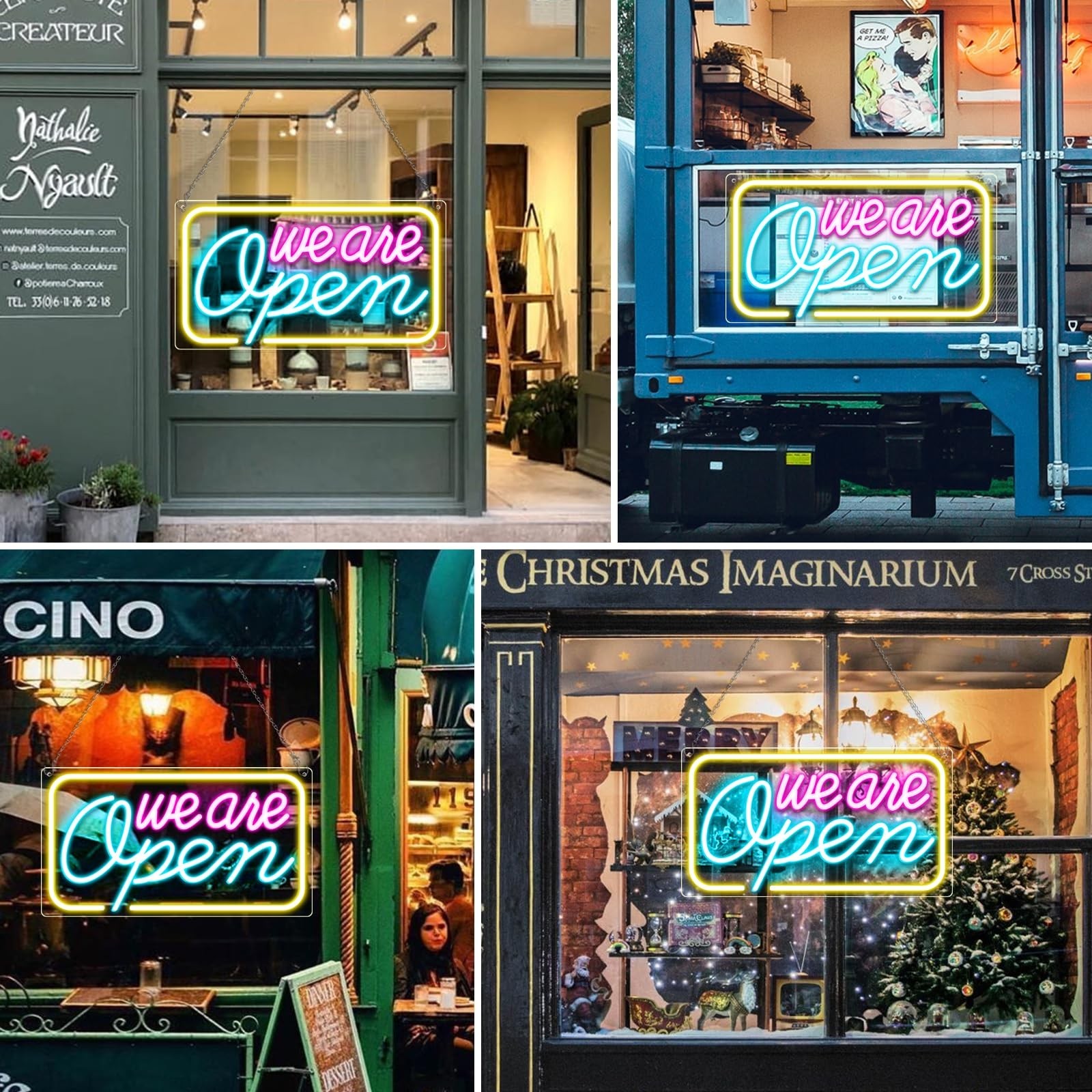 Neon We Are Open Signs for Business, 16.5”x 9” Open Sign LED, Super Bright …