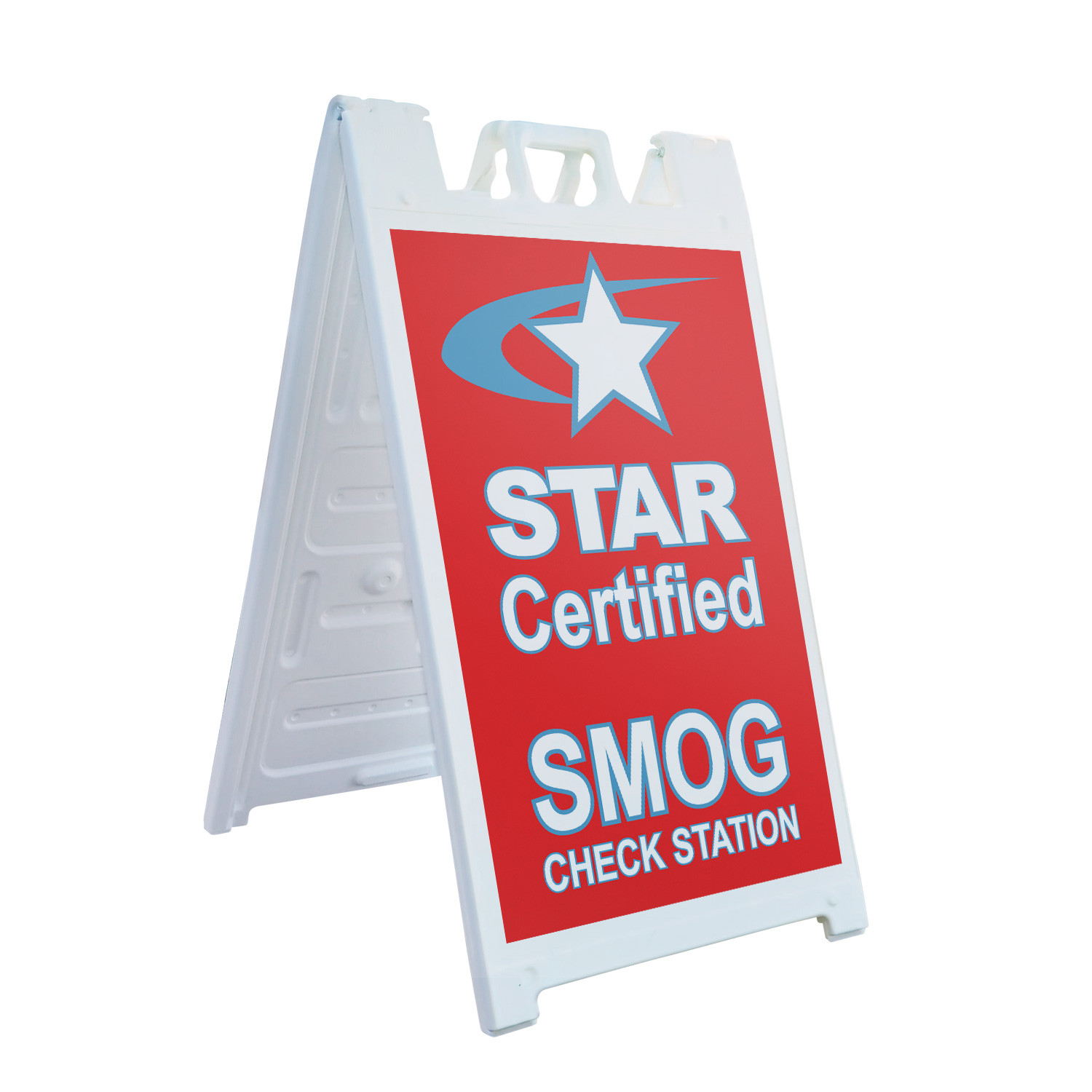 Star Certified Smog Check Station Heavy Duty A-Frame Sidewalk Sign Vehicle
