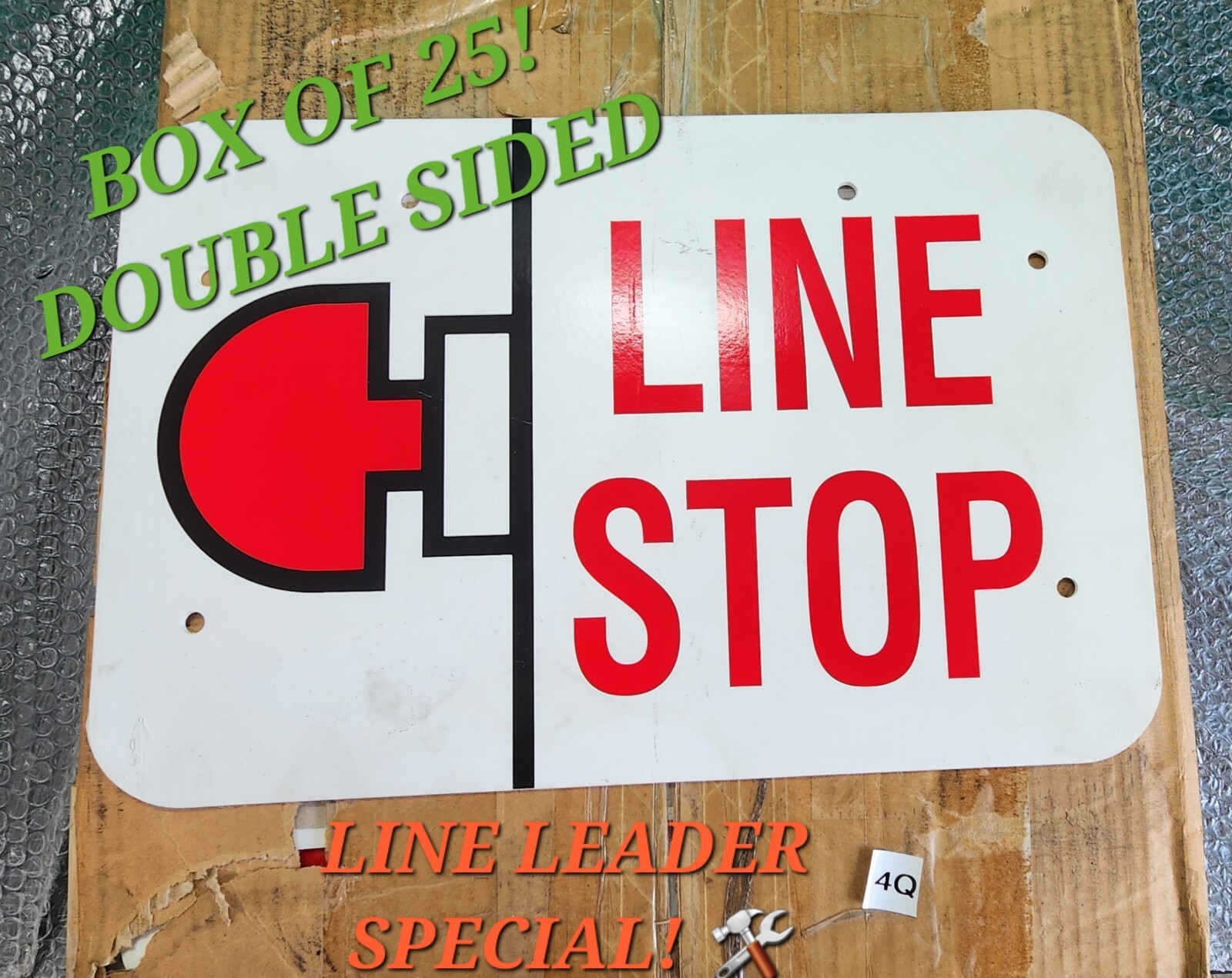 🆕️ *BOX OF 25!* LINE STOP Sign Double Sided 18″x12″x1/8″ HD Plastic ⚡️🇺🇸 SHIP