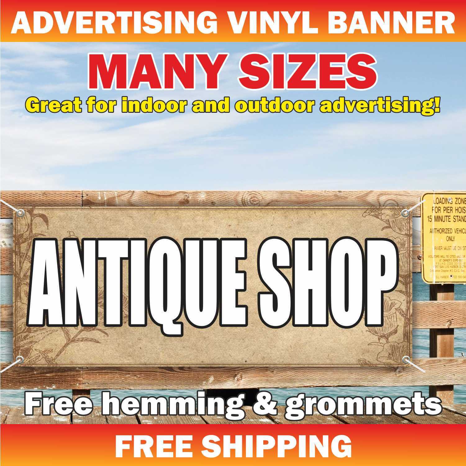 ANTIQUE SHOP Advertising Banner Vinyl Mesh Sign accessories coin collecting mall
