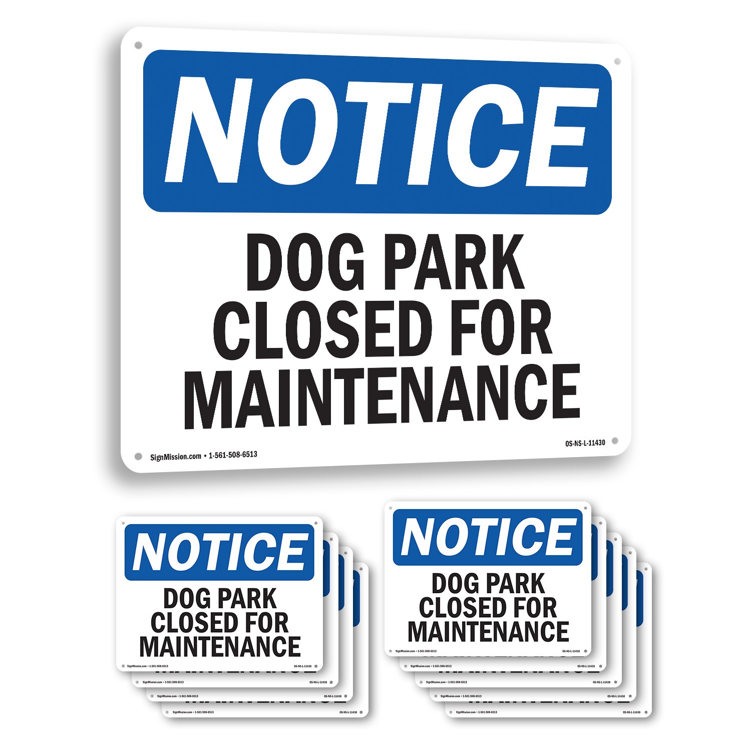 Dog Park Closed For Maintenance OSHA Notice Sign Metal,, Decal 5 or 10 Pack
