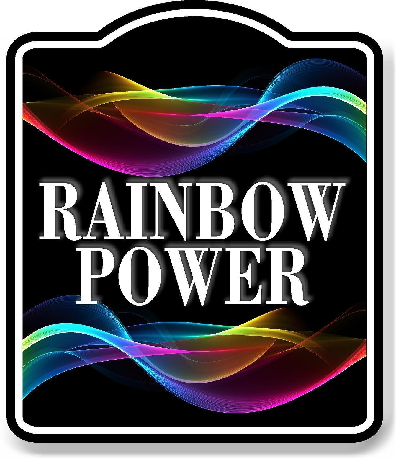 Rainbow Power With Rainbows BLACK Aluminum Composite Sign