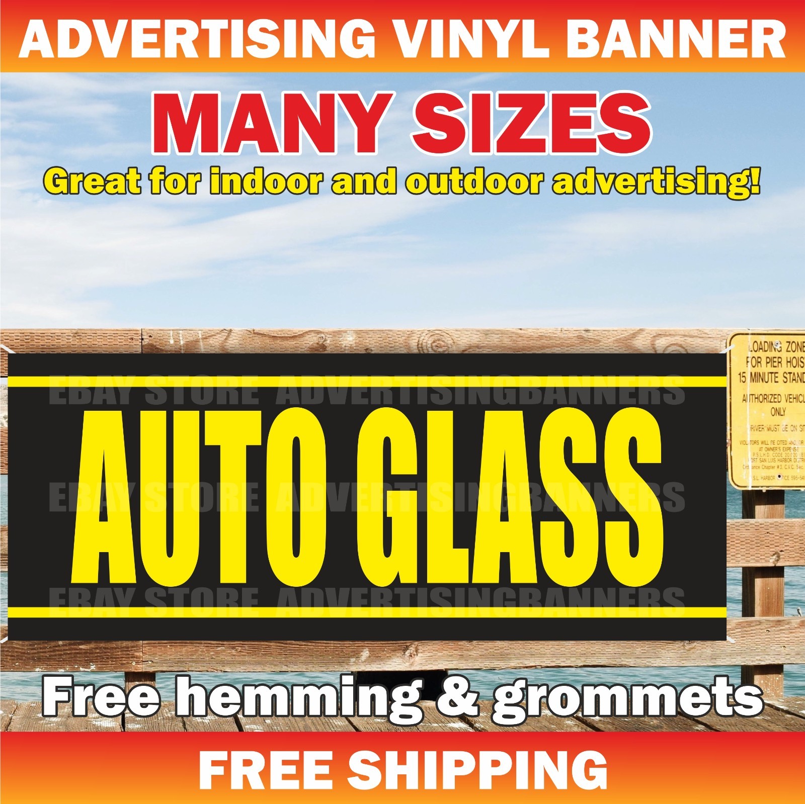 AUTO GLASS Advertising Banner Vinyl Mesh Sign Car AC Service Shop Windshield