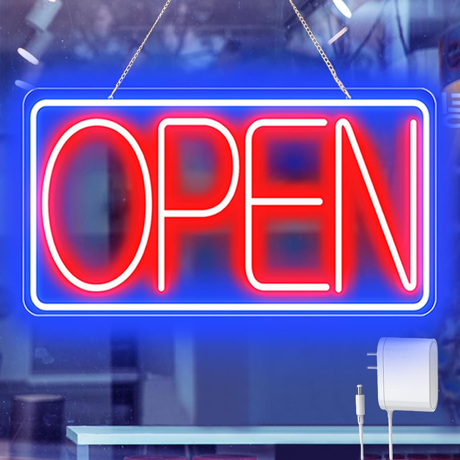 16 5″ x 9″ LED Neon Open Sign Plug In Light with On Off Switch Horizontal