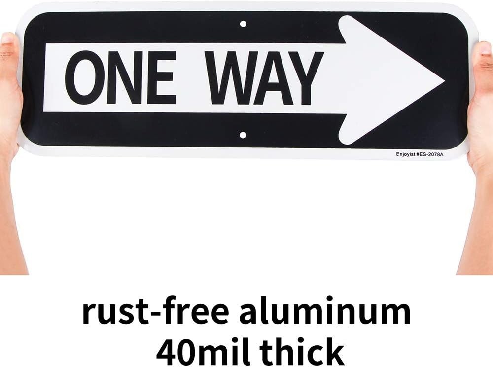 2-Pack Large One Way with Right Arrow Sign 18″x 6″ .04″ Aluminum Reflective S…