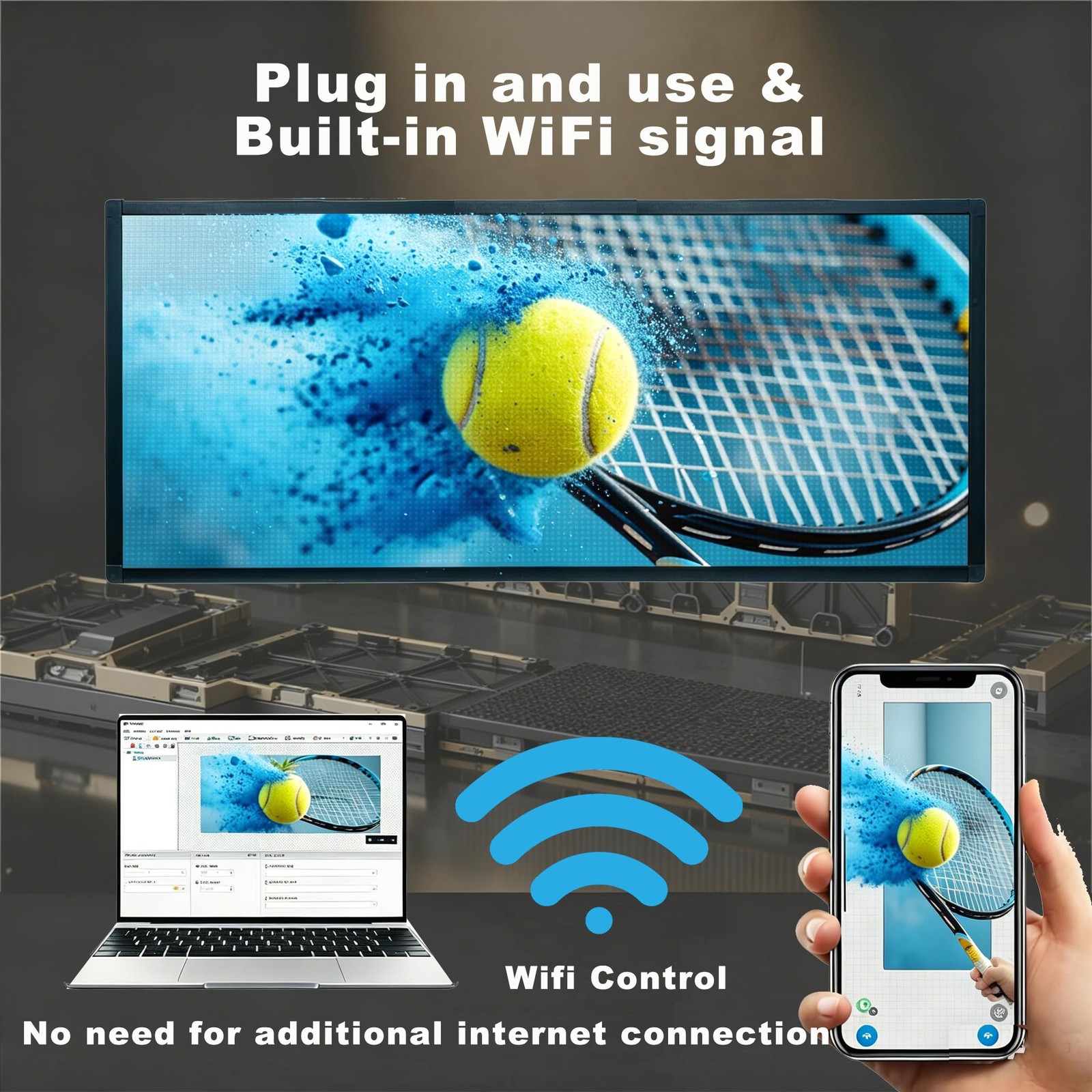 Wxwvngtrd P6 Programmable LED Sign 40x17inch Outdoor, 5000CD Ultra-Bright 160×64
