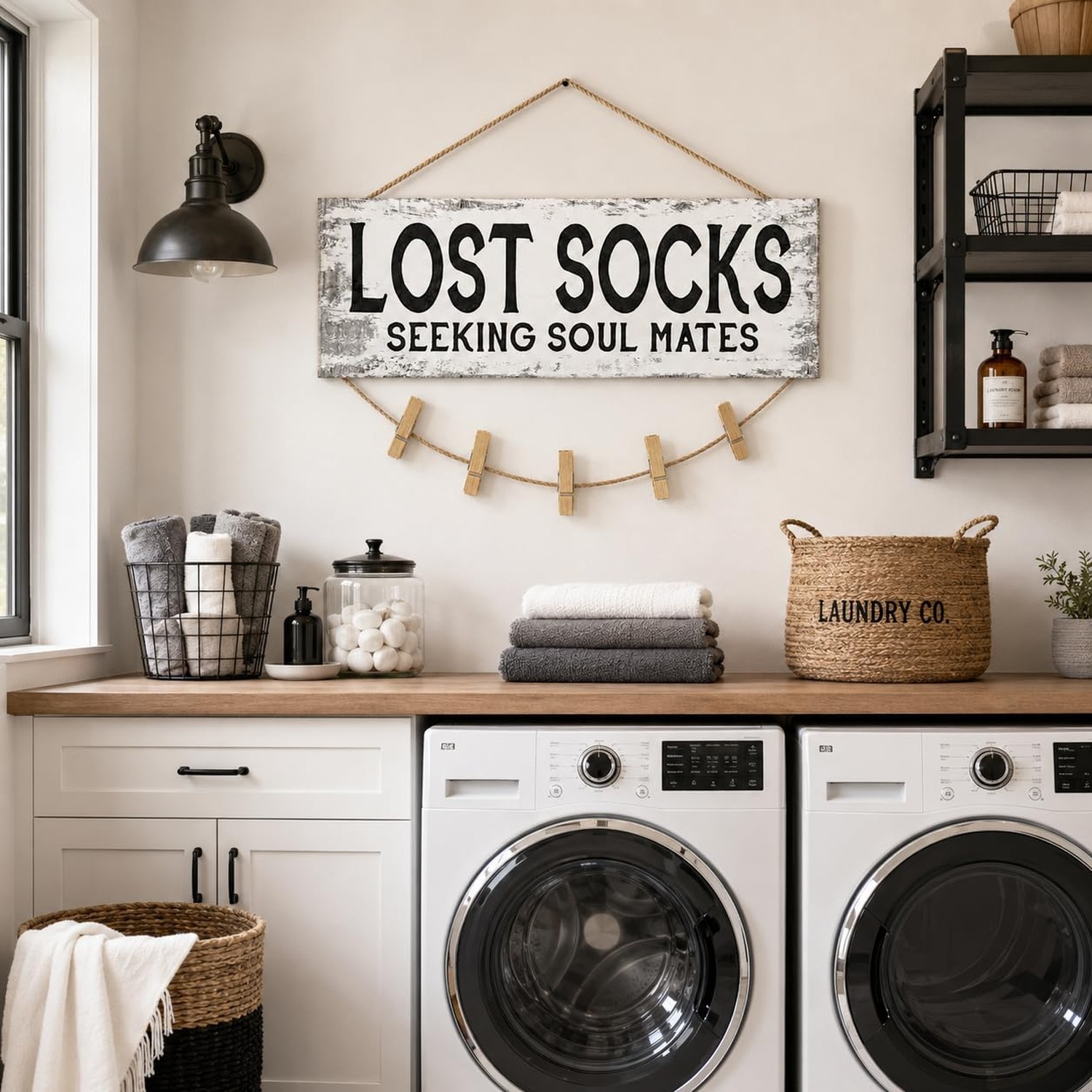 Laundry Sign Wall Decor, Lost Socks Laundry Sign, Rustic Sign Wall Art for Wa…