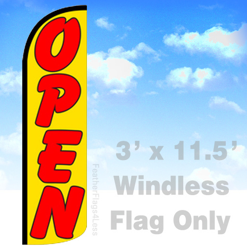 OPEN – Windless Swooper Feather Flag Banner Sign 3×11.5 – yq