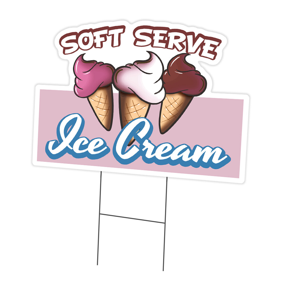 Soft Serve Ice Cream Die Cut Yard Sign & Stake outdoor plastic coroplast window