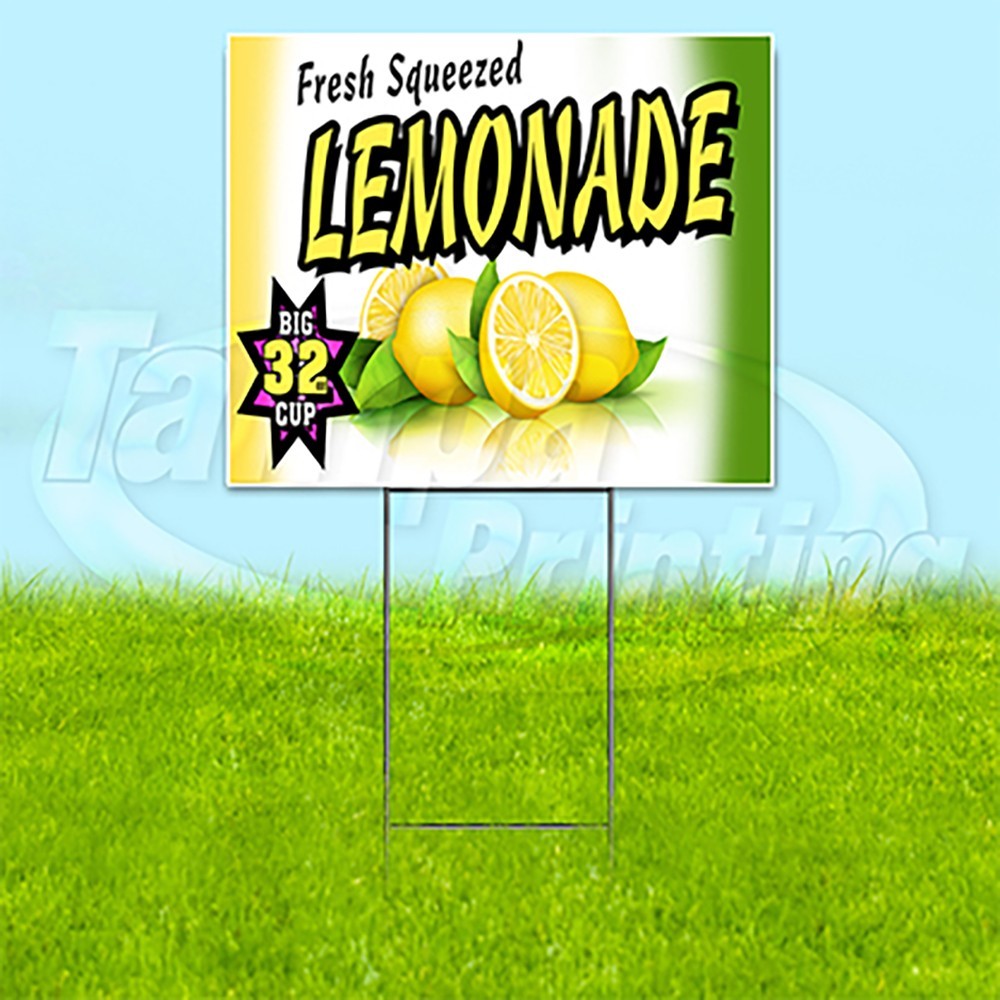 FRESH LEMONADE 18×24 Yard Sign Drinks Plastic Corrugated WITH STAKE USA YS00191