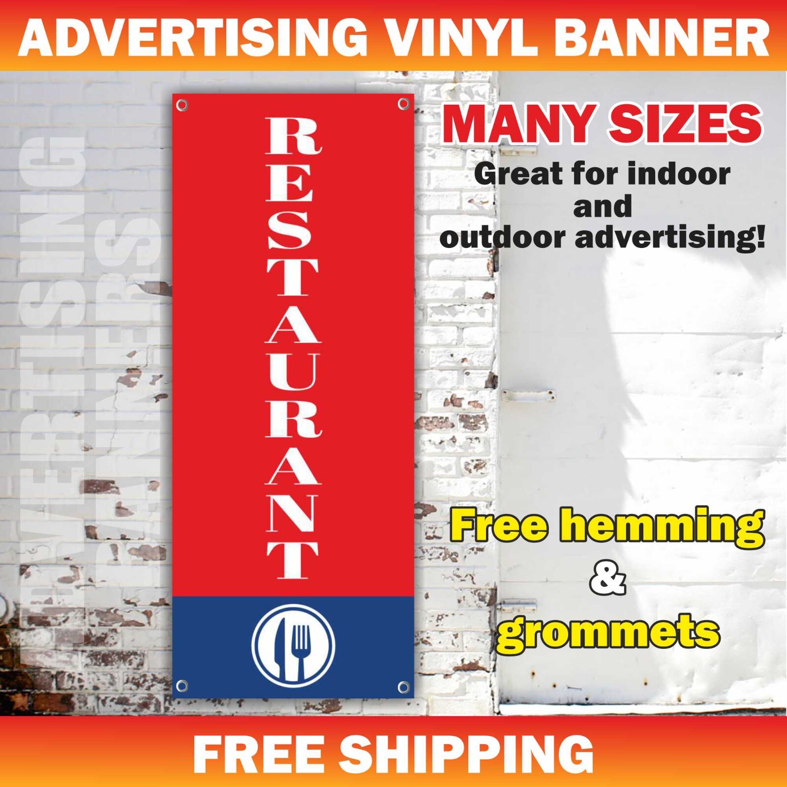 RESTAURANT Advertising Banner Vinyl Mesh Sign Cafe Bar Dinner Lunch BREAKFAST