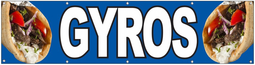 2×8 Ft GYROS Polyester Fabric Banner Sign With Grommets bb