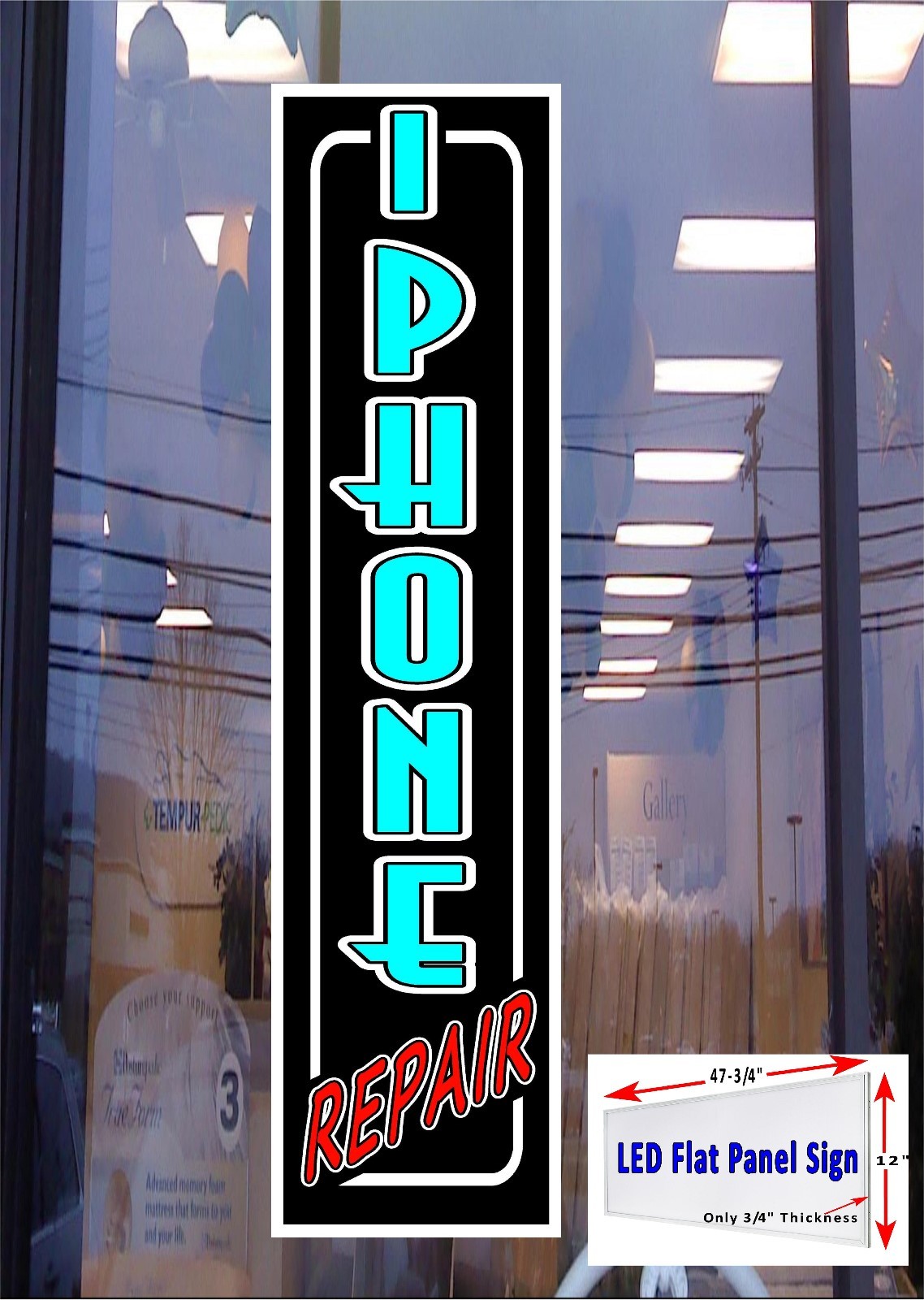 iPHONE REPAIR Led light box window sign 48″ x 12″