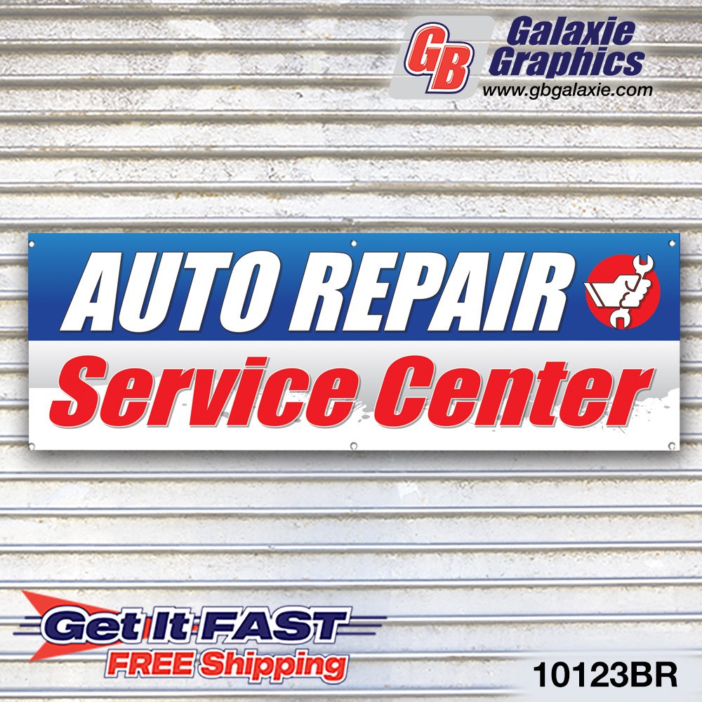 Auto Repair Service Center Banner Sign Tire Dealer Service Bay Garage