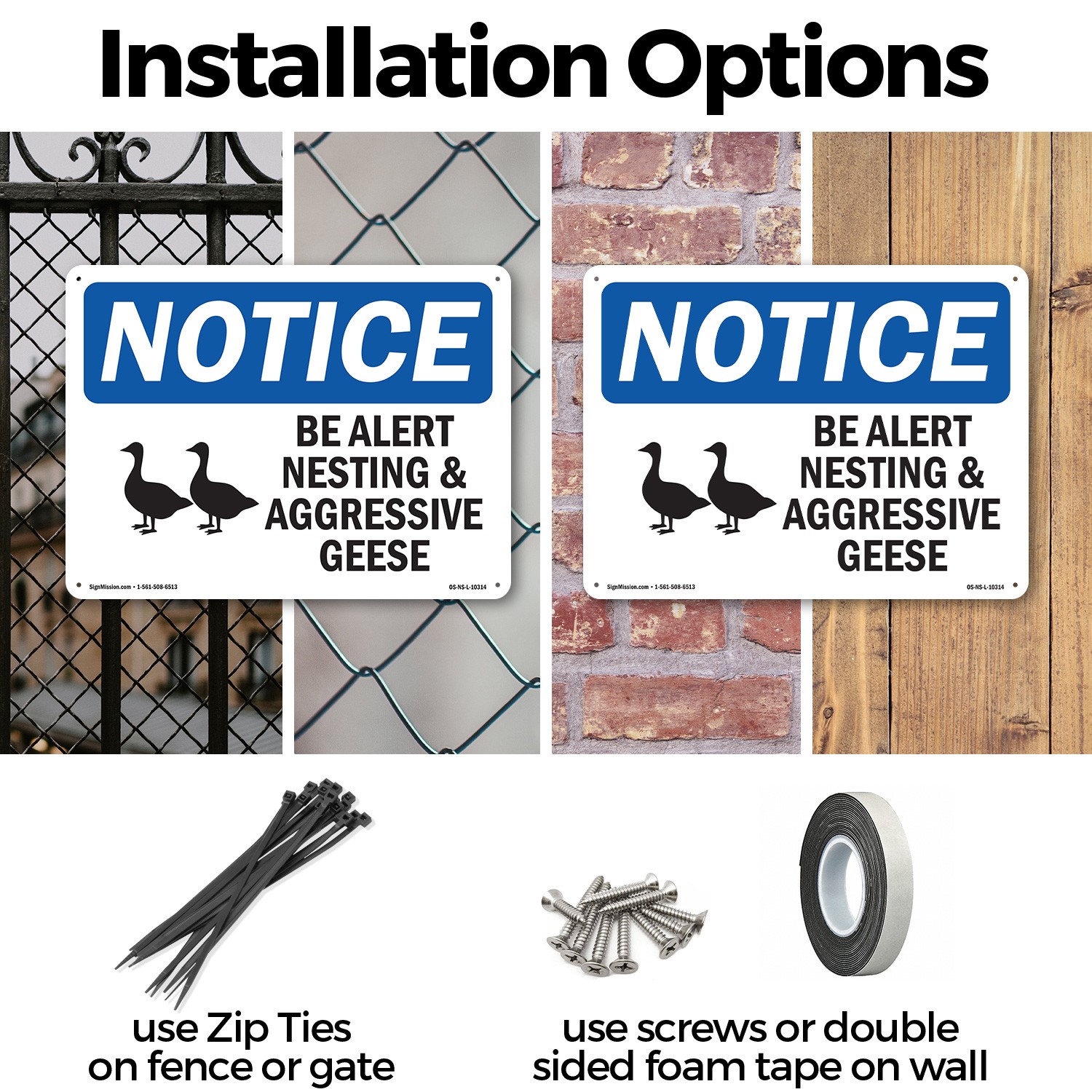 Be Alert Nesting And Aggressive Geese OSHA Notice Sign Or Decal – 5 or 10 Pack
