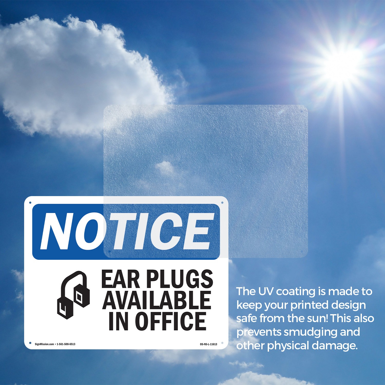 Ear Plugs Available In Office OSHA Notice Sign Metal Plastic, Decal 5 or 10 Pack