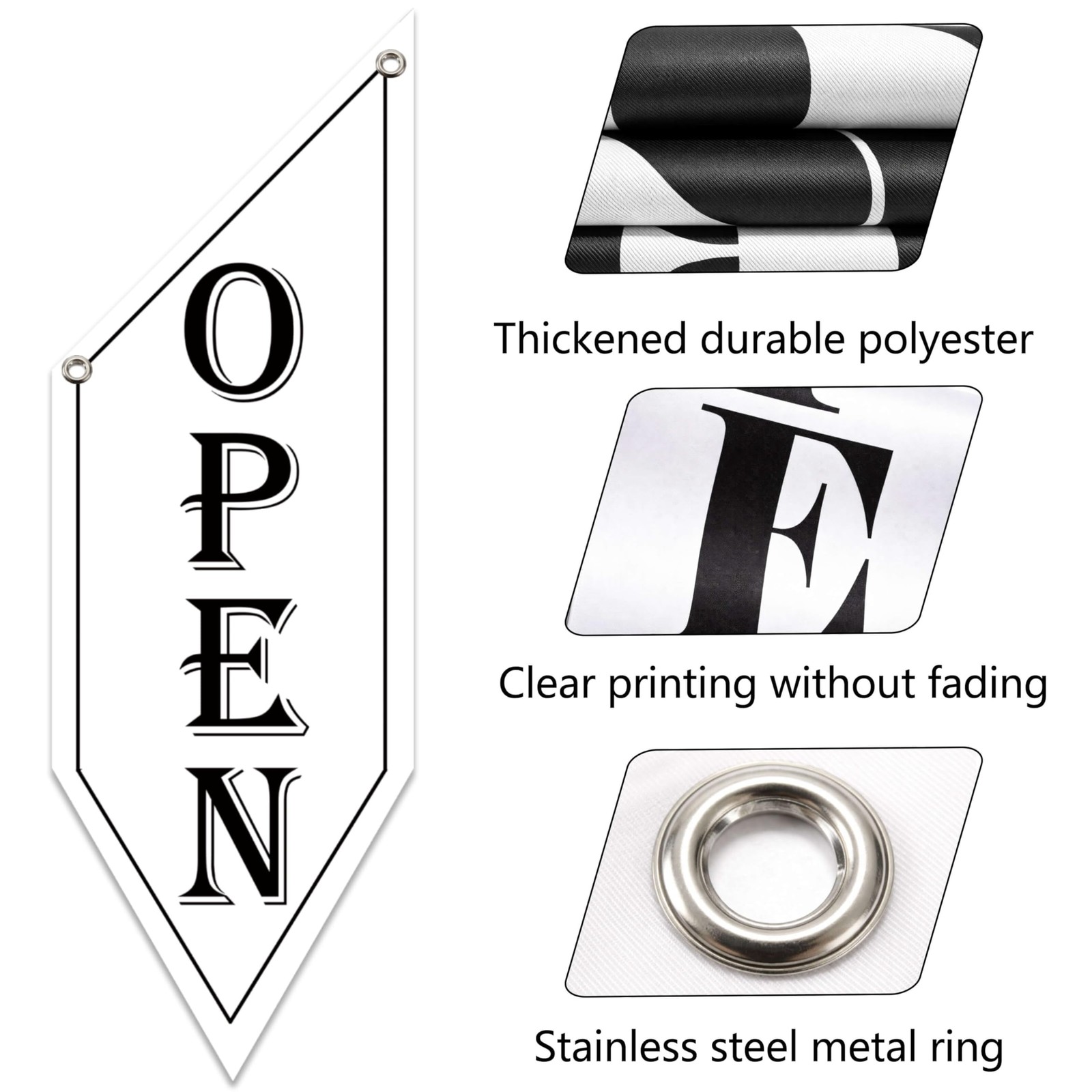 OPEN Flag with Pole Kit, Double-Sided Heavy Duty Hanging Banner Sign with Met…