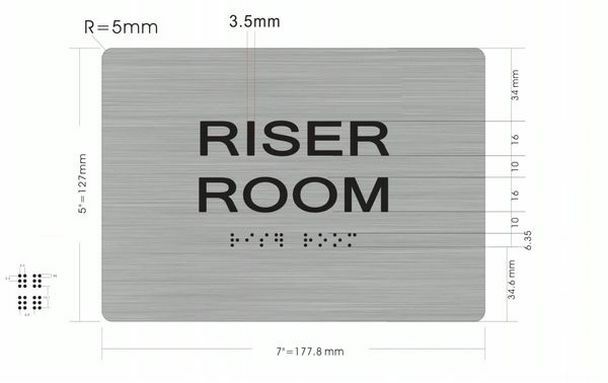 Riser Room Sign With Braille and Raised Letters (Aluminum Size 5X7)