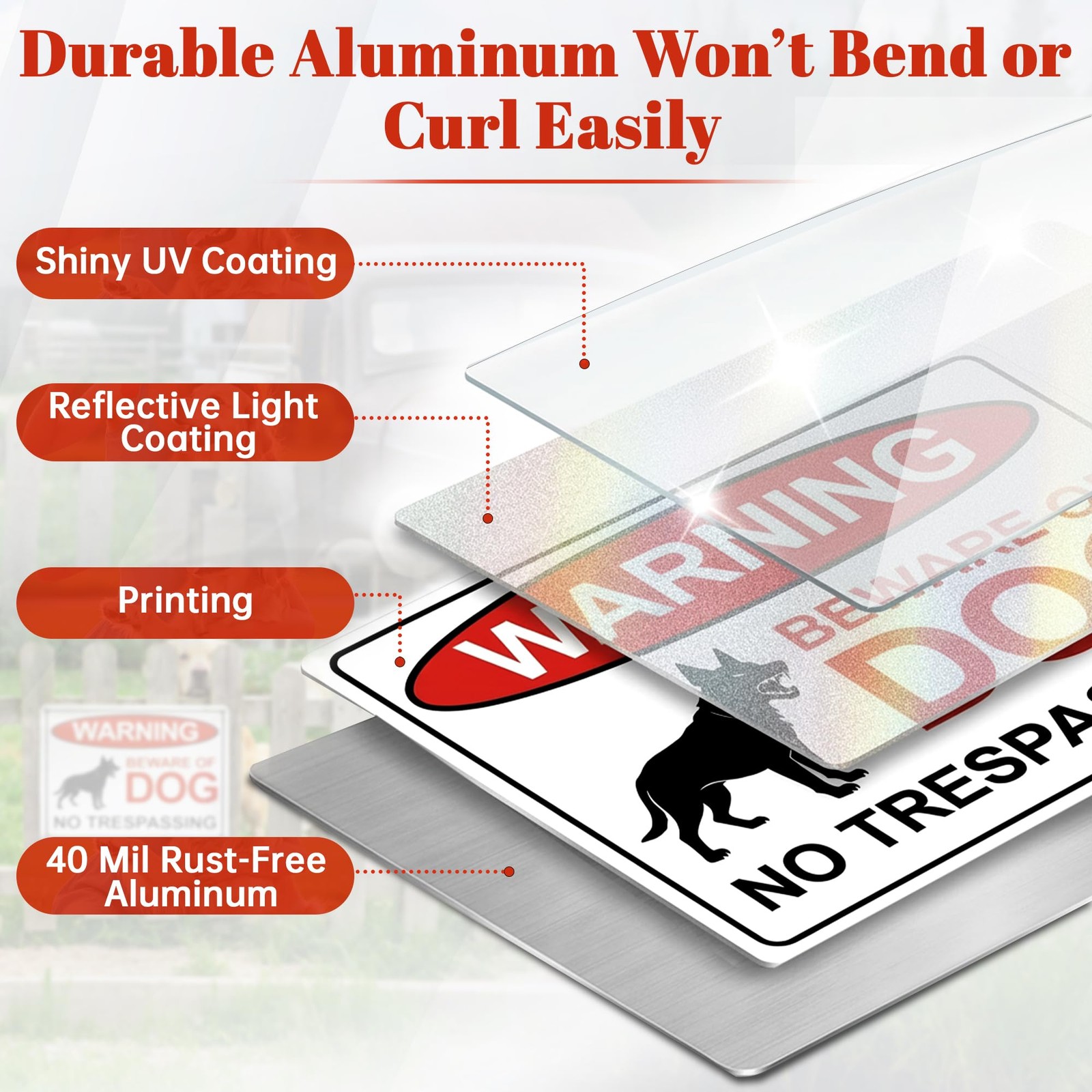 2 Pack 10×7 Inch Beware of Dogs Sign No Trespassing Warning Signs for Garden