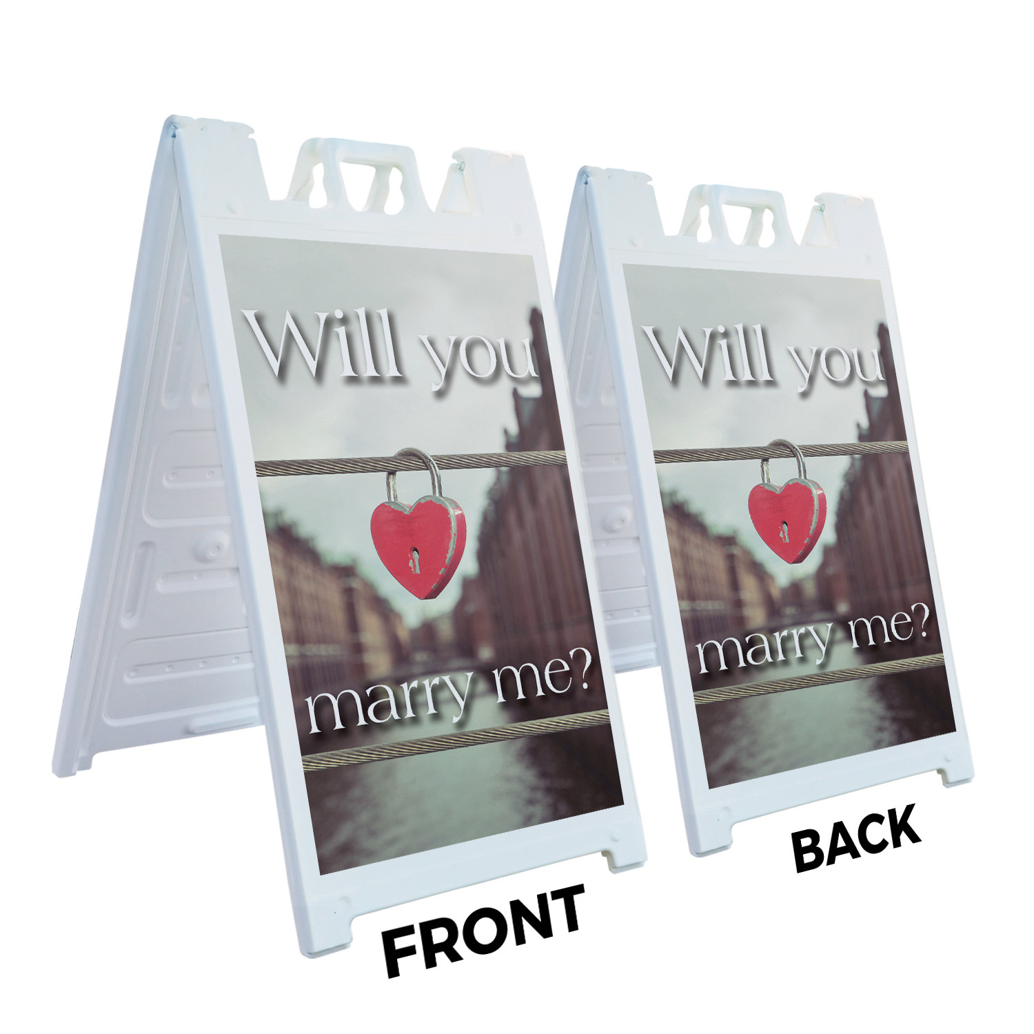 Will You Marry Me Heavy Duty A-Frame Sidewalk Sign Romantic Messaging Bold