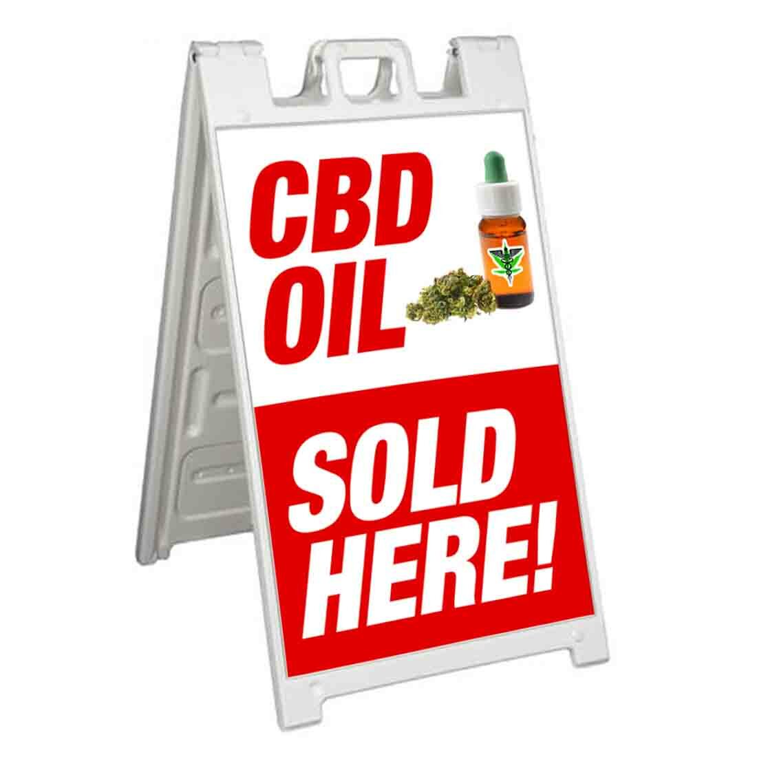 CBD OIL SOLD HERE Signicade 24×36 Aframe Sidewalk Sign Banner Decal CANNIBIDIOL