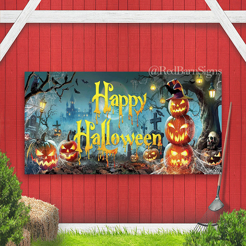 Scary Garage Door Cover Horror Garage Hanging Backdrop for Halloween Party