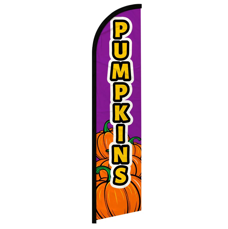 Pumpkins Purple Windless Full Sleeve Advertising Pumpkin Patch Fall Banner Flag