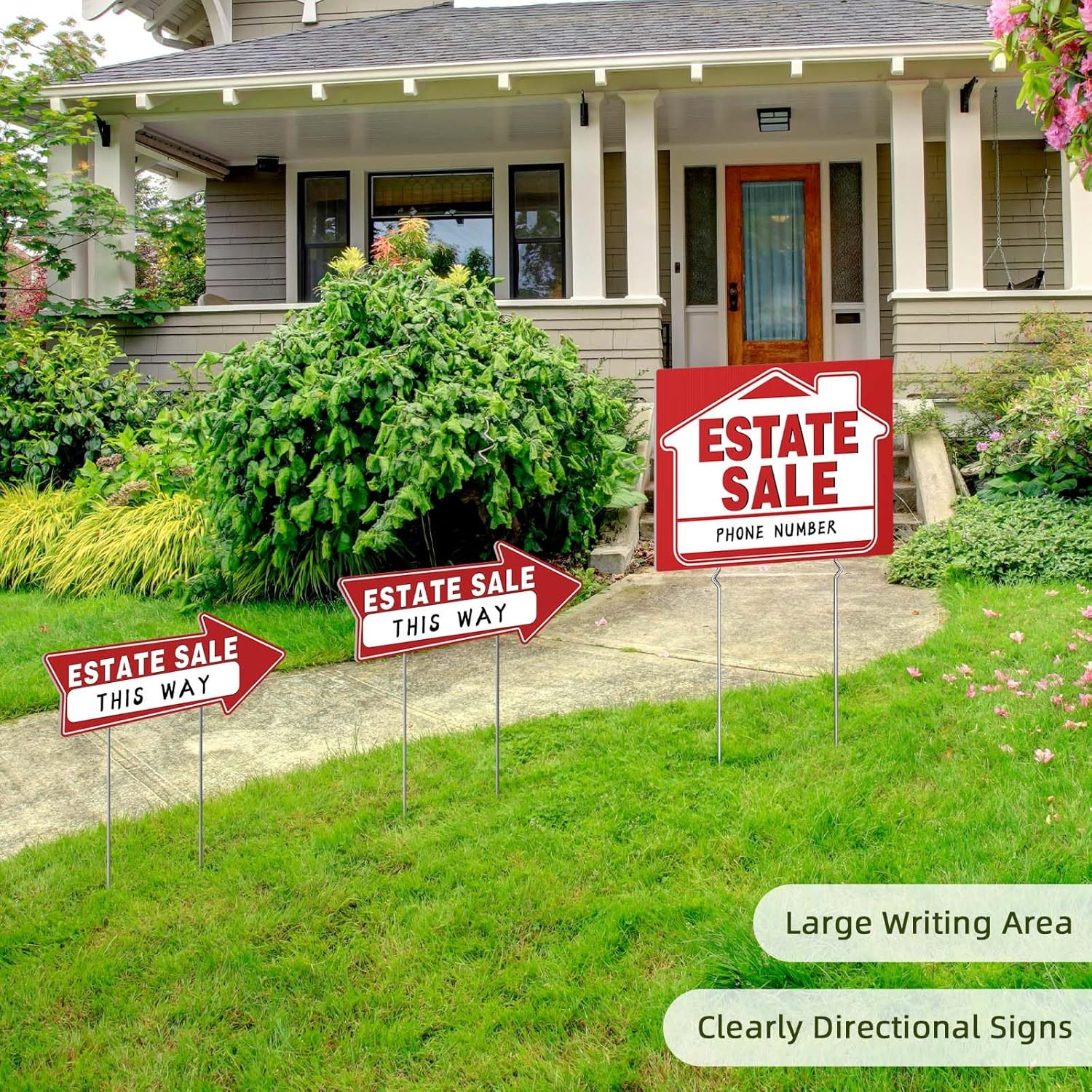 14Pcs Estate Sale Signs,17″ X 13″,Estate Sale Arrows Yard Sign Double Sided Wth