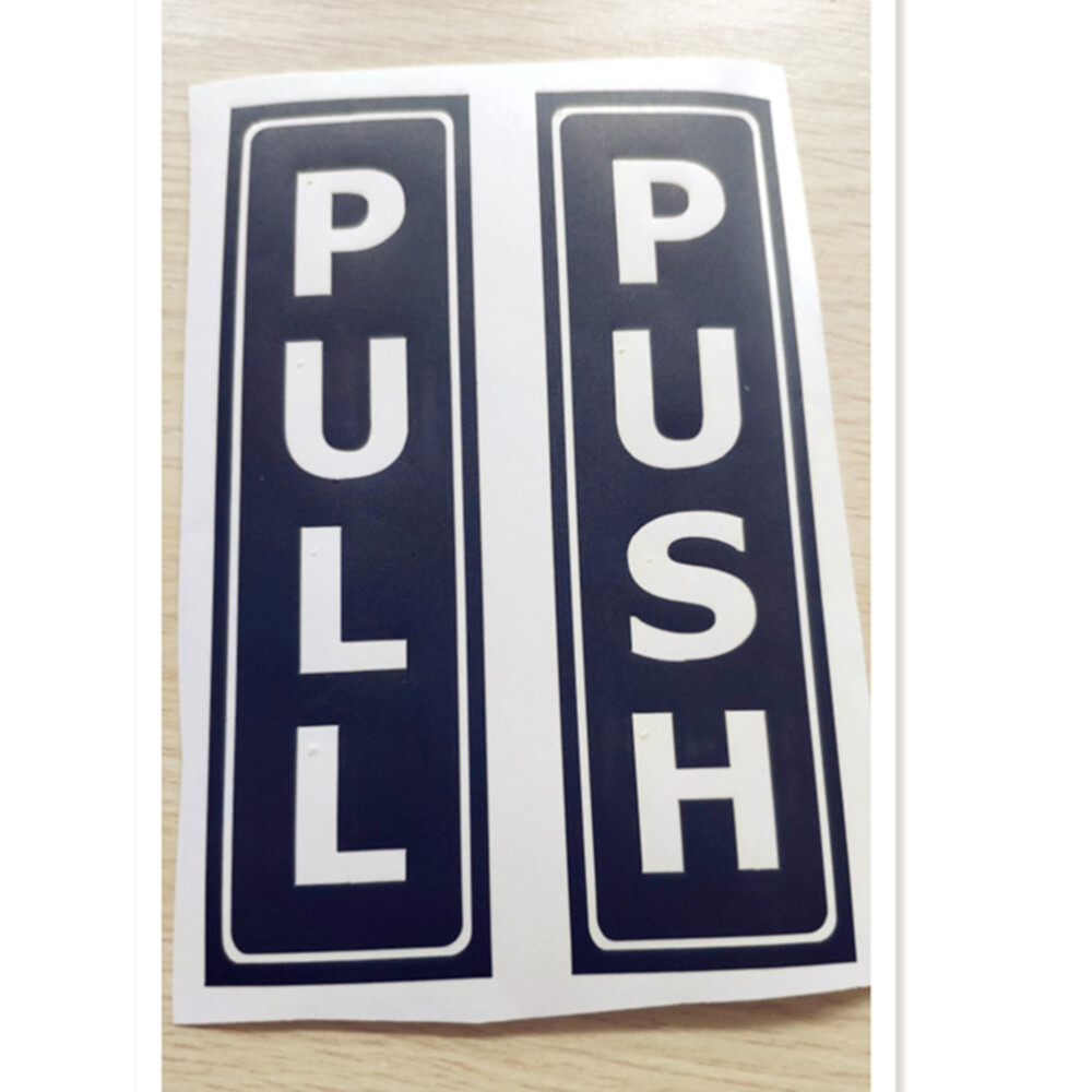 4 Pcs Black PVC Push Pull Door Sign Stickers Creative Decals for Home Restaurant