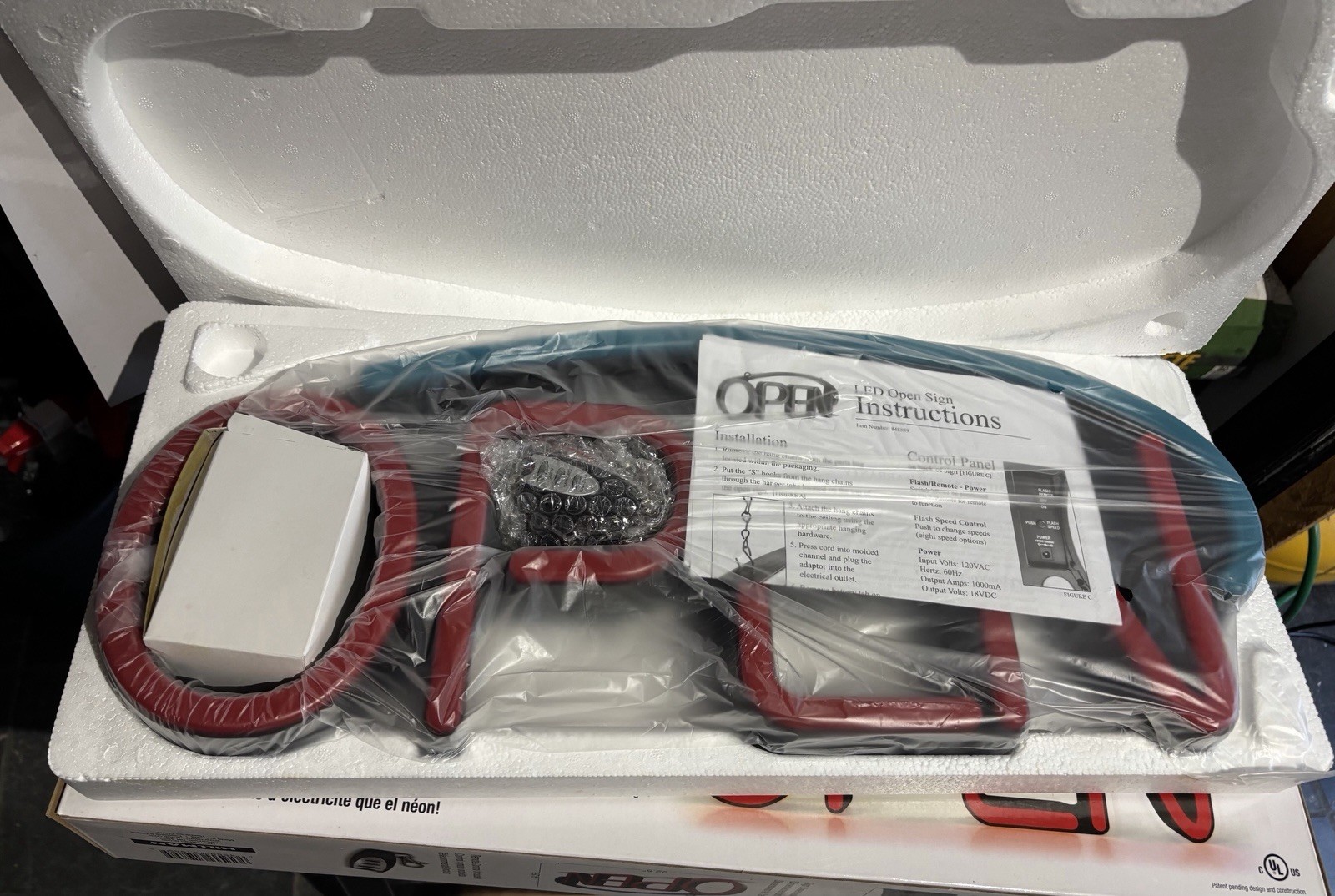 Hillman 22″ Indoor/Outdoor LED Lighted “OPEN” Sign w/ remote – BRAND NEW IN BOX